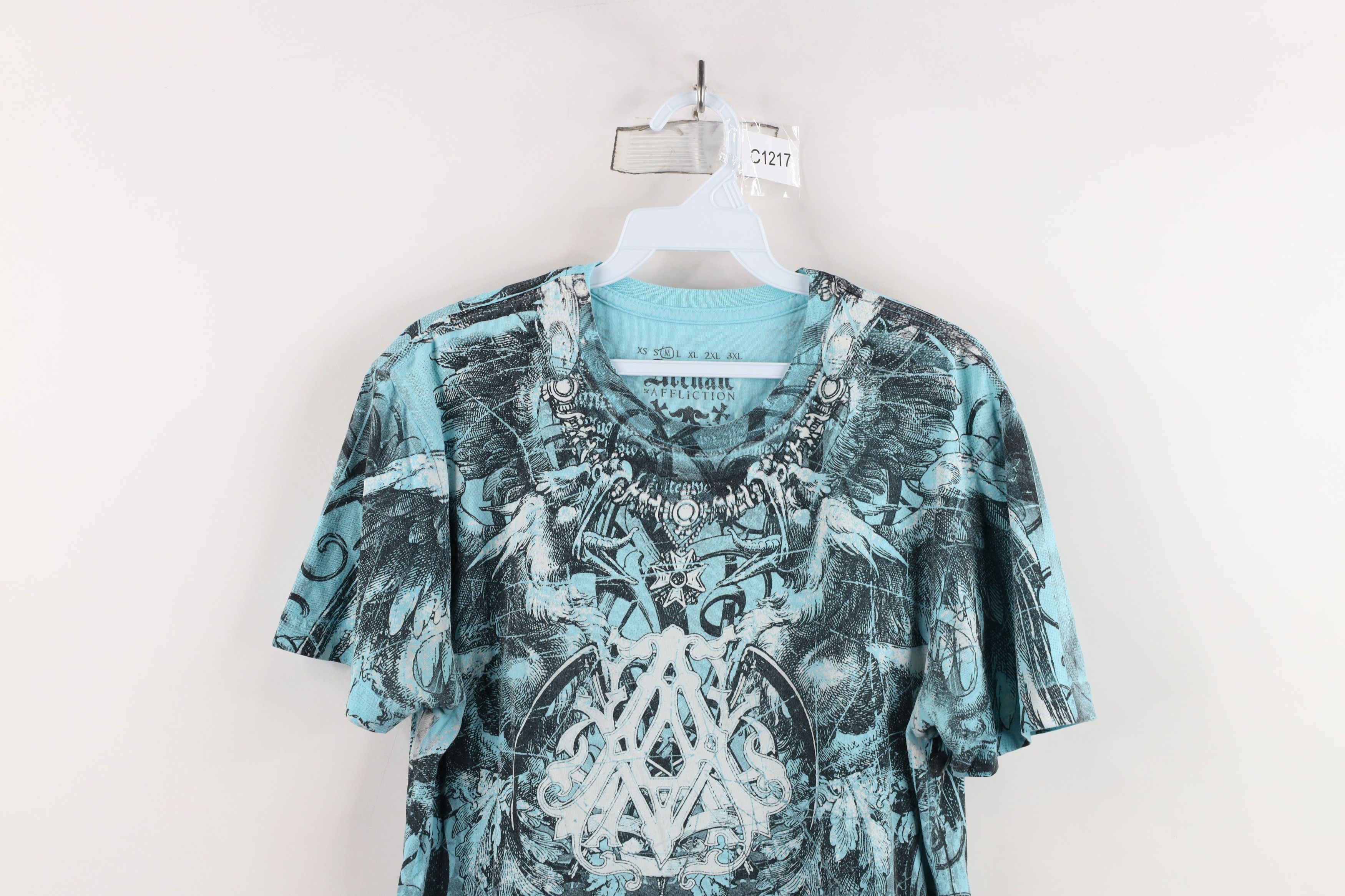Affliction × Vintage Vintage Y2K Affliction Eagle Tribal T-Shirt Blue USA Size US M / EU 48-50 / 2 - 2 Thumbnail