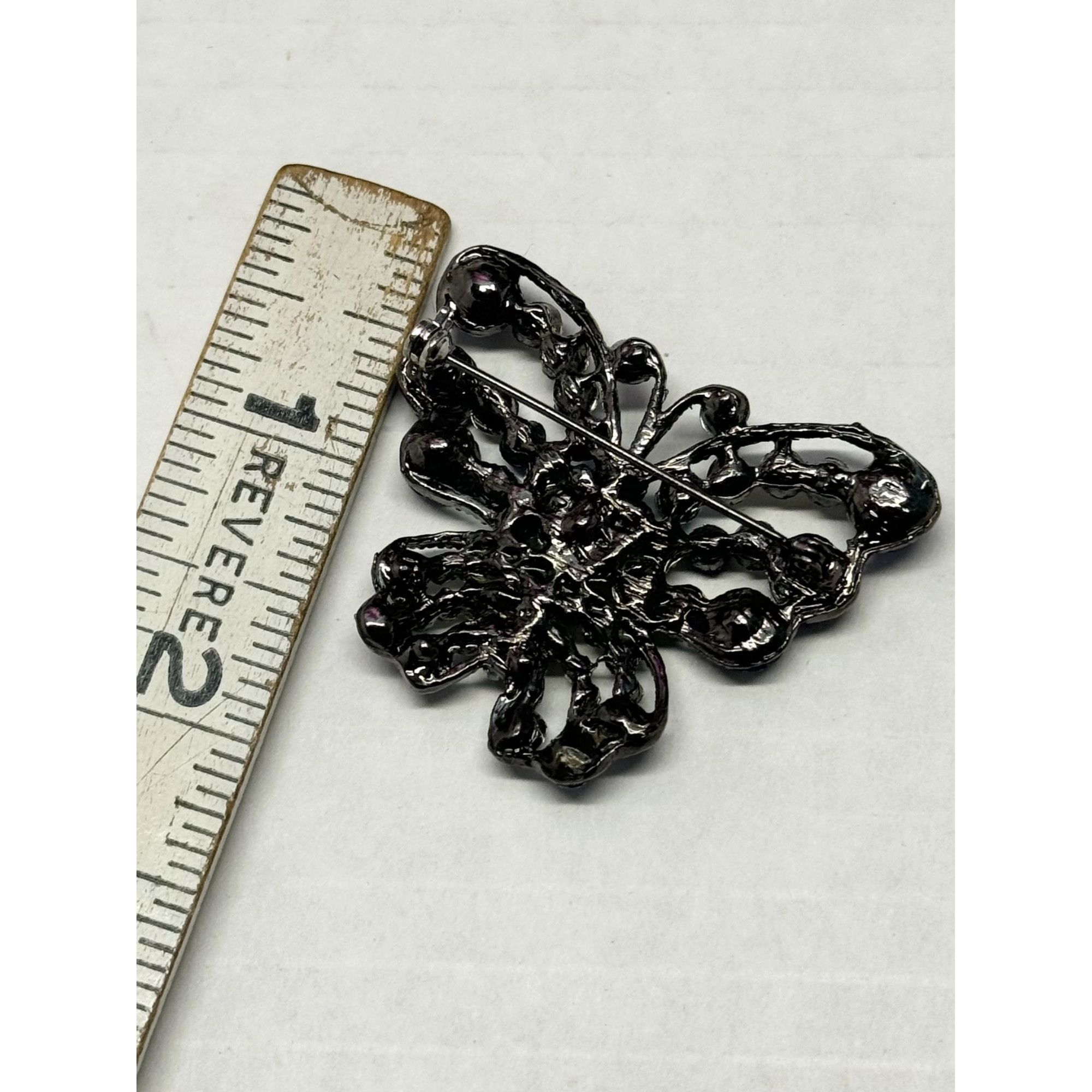 Vintage Vintage blue rhinestone butterfly brooch pin Size ONE SIZE - 4 Thumbnail