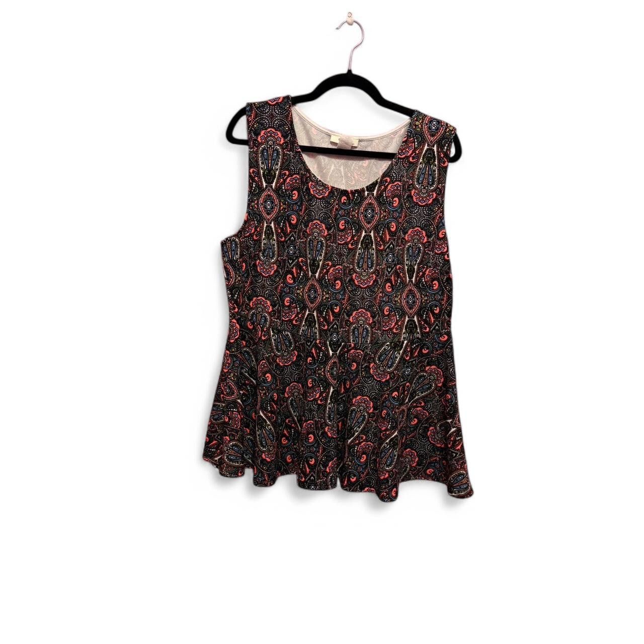 Designer Stylish Black Floral Print Sleeveless Top Size 3XL / US 20-22 - 1 Thumbnail