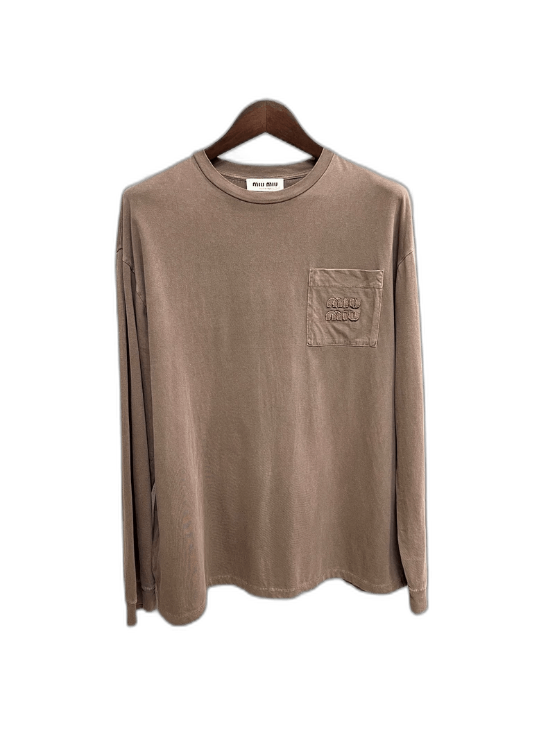 Prada MiuMiu New Cocoa Brown Logo Sweatshirt -2505 Size US XL / EU 56 / 4 - 1 Thumbnail