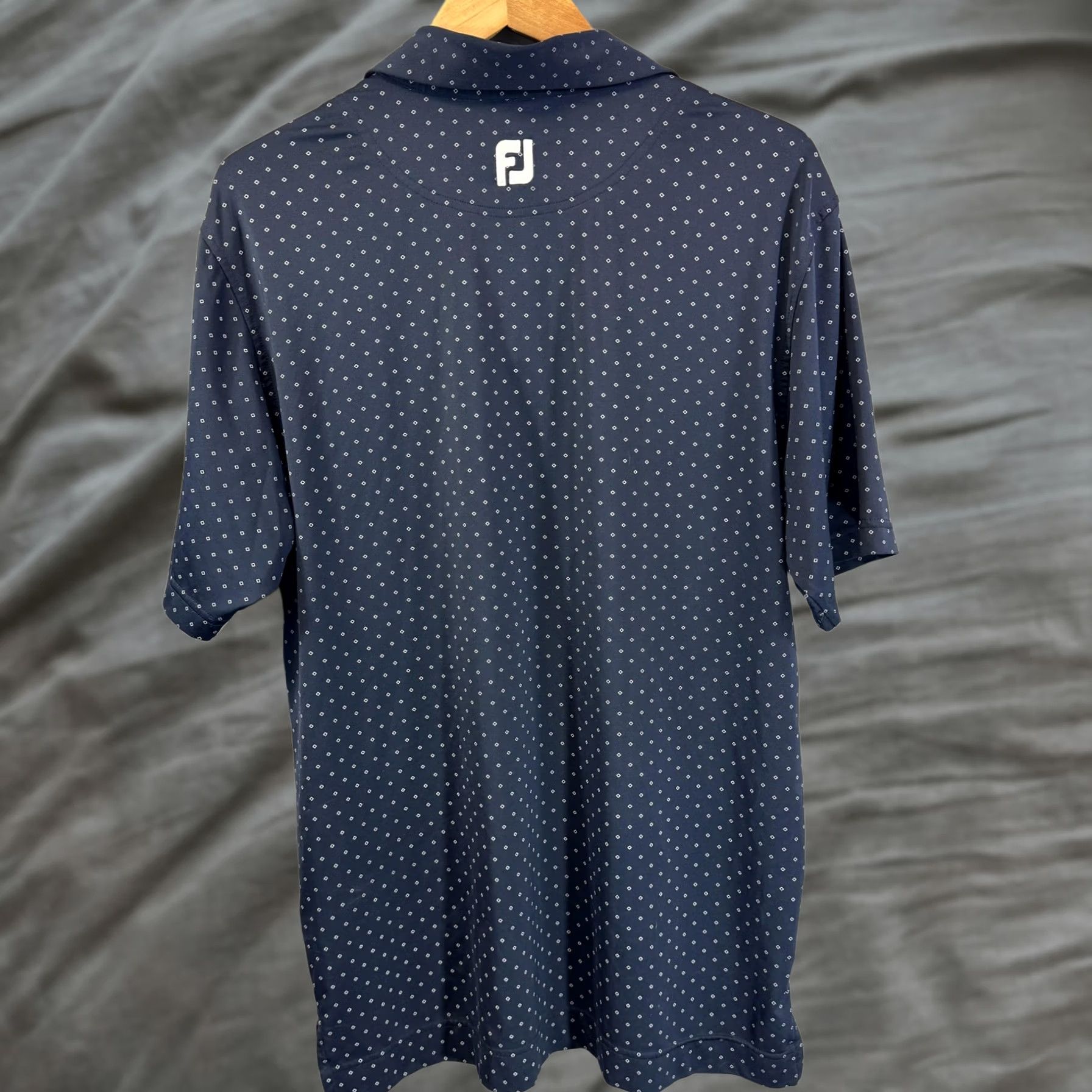Footjoy FootJoy Polo Shirt Mens M Navy Blue Dot Print Golf Performance Lightweight Size US M / EU 48-50 / 2 - 1 Thumbnail