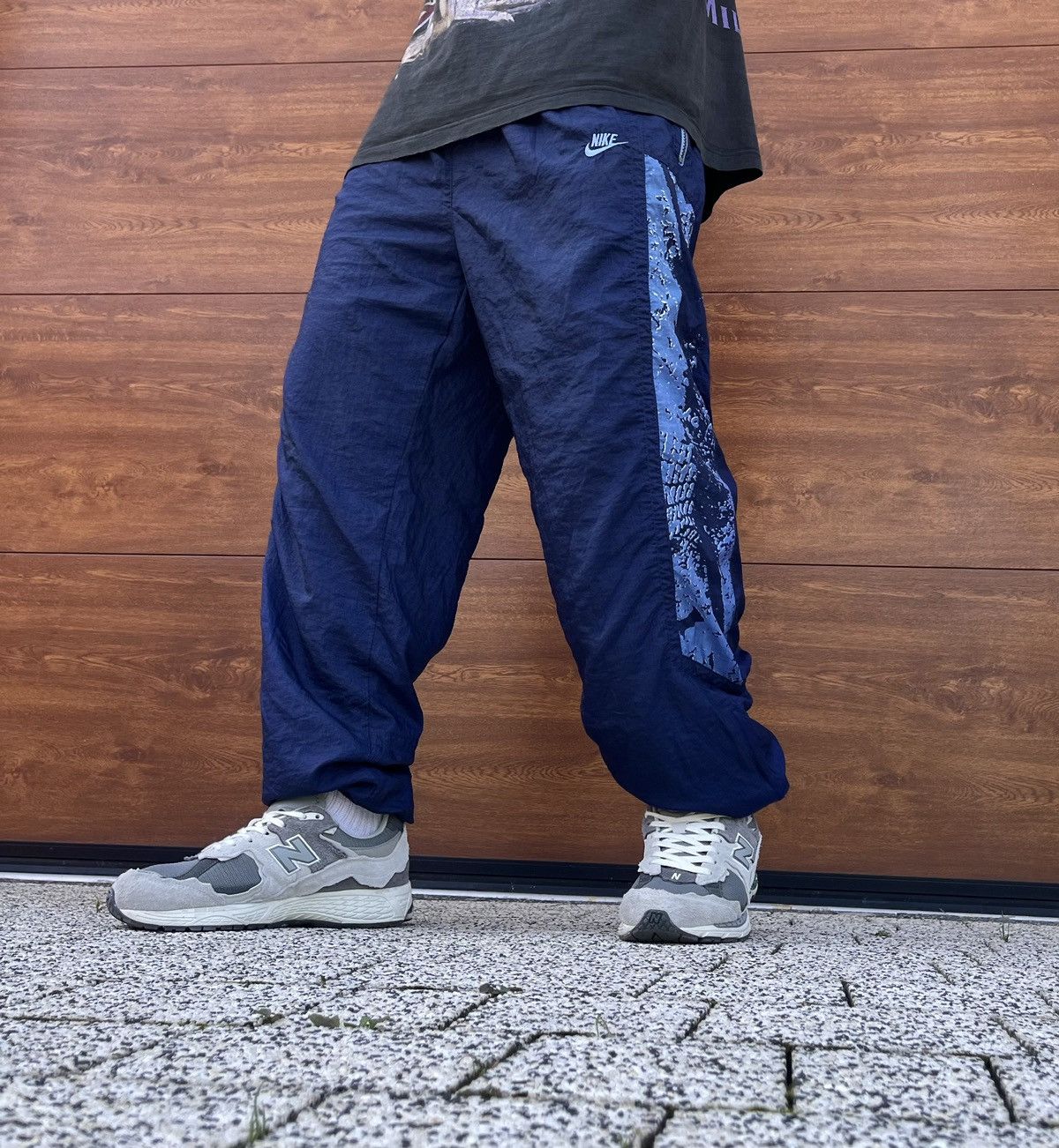 Nike × Vintage Nike Vintage Track Pants Nylon Y2K Drill Streetwear Swoosh Size US 36 / EU 52 - 2 Thumbnail