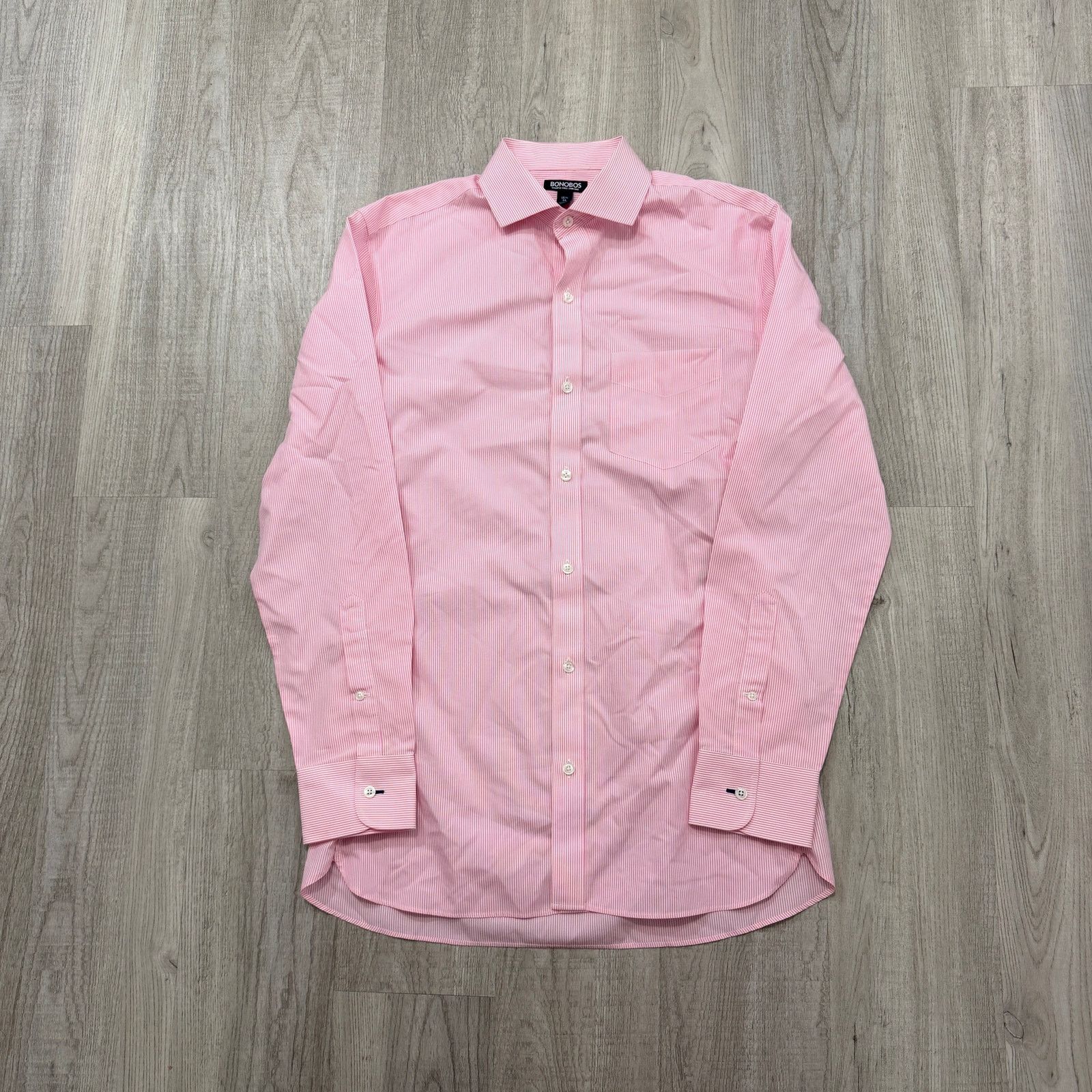 Bonobos Bonobos Shirt Men's 15.5 - 34 Pink White Striped Slim Fit Size US M / EU 48-50 / 2 - 2 Thumbnail