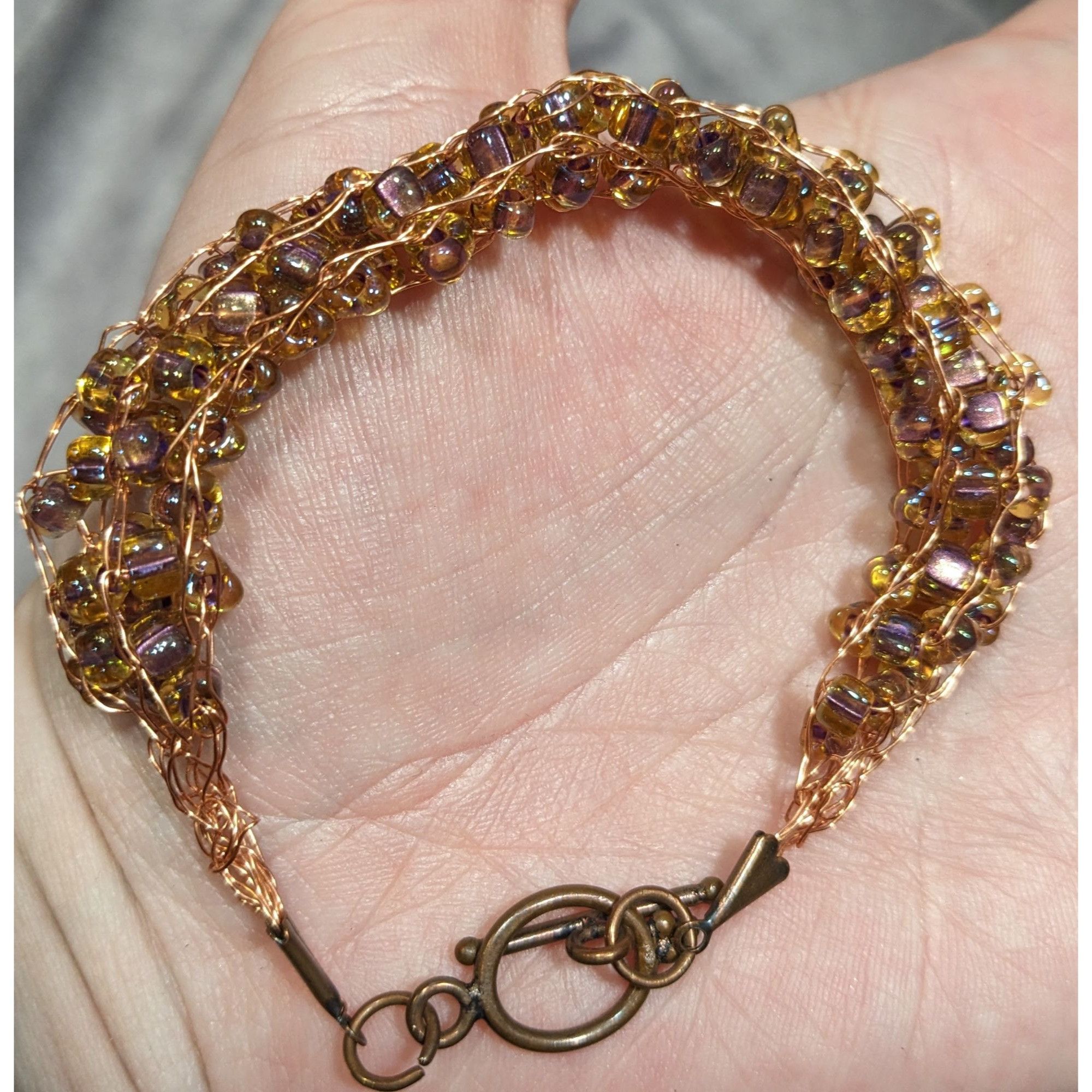 Handmade Handmade Whimsical Copper Wire And Glass Beaded Bracelet Size ONE SIZE - 6 Thumbnail