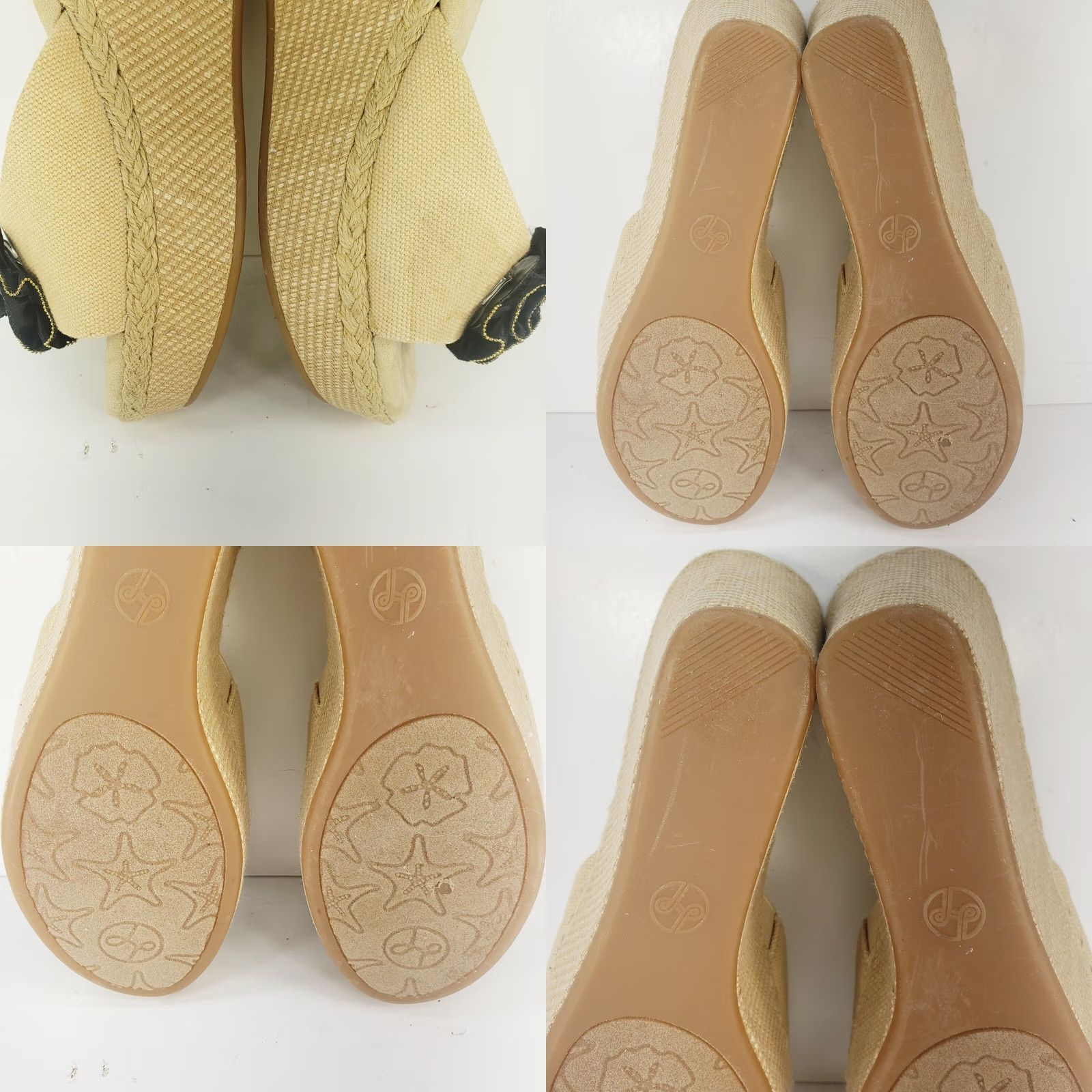 Vintage Lindsay Phillips Wedge Heel Sandals Interchangeable Flower Snaps Womens Sandal 7 Beige Floral Rhinestone Slip On Size US 7 / IT 37 - 9 Thumbnail
