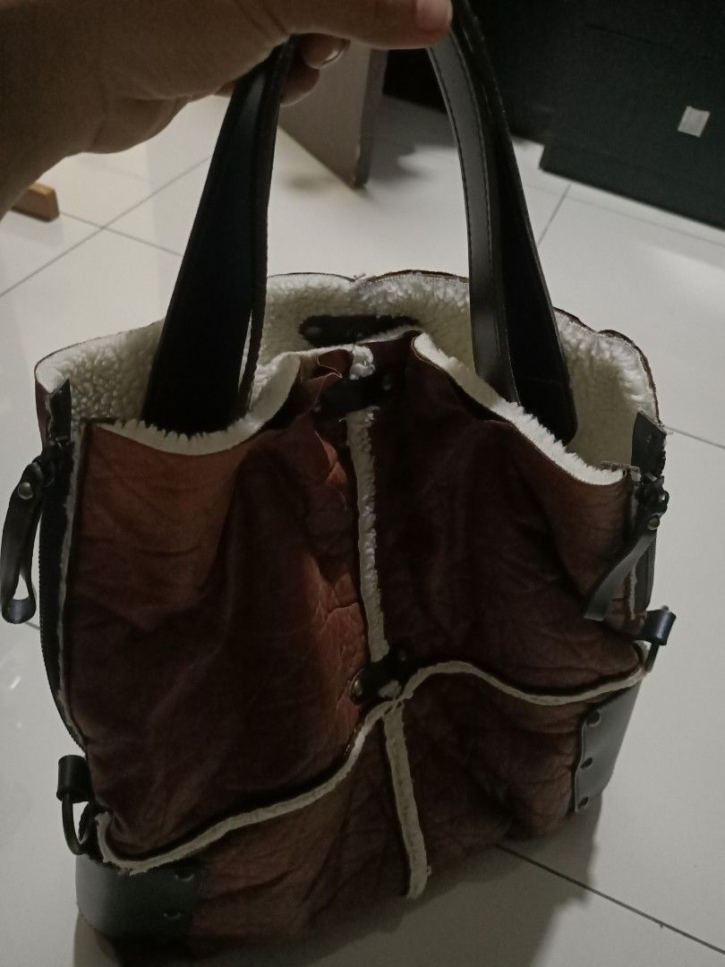 Genuine Leather Vintage Aleanto Collezioni Shearling Leather Tote Italy Size ONE SIZE - 6 Thumbnail