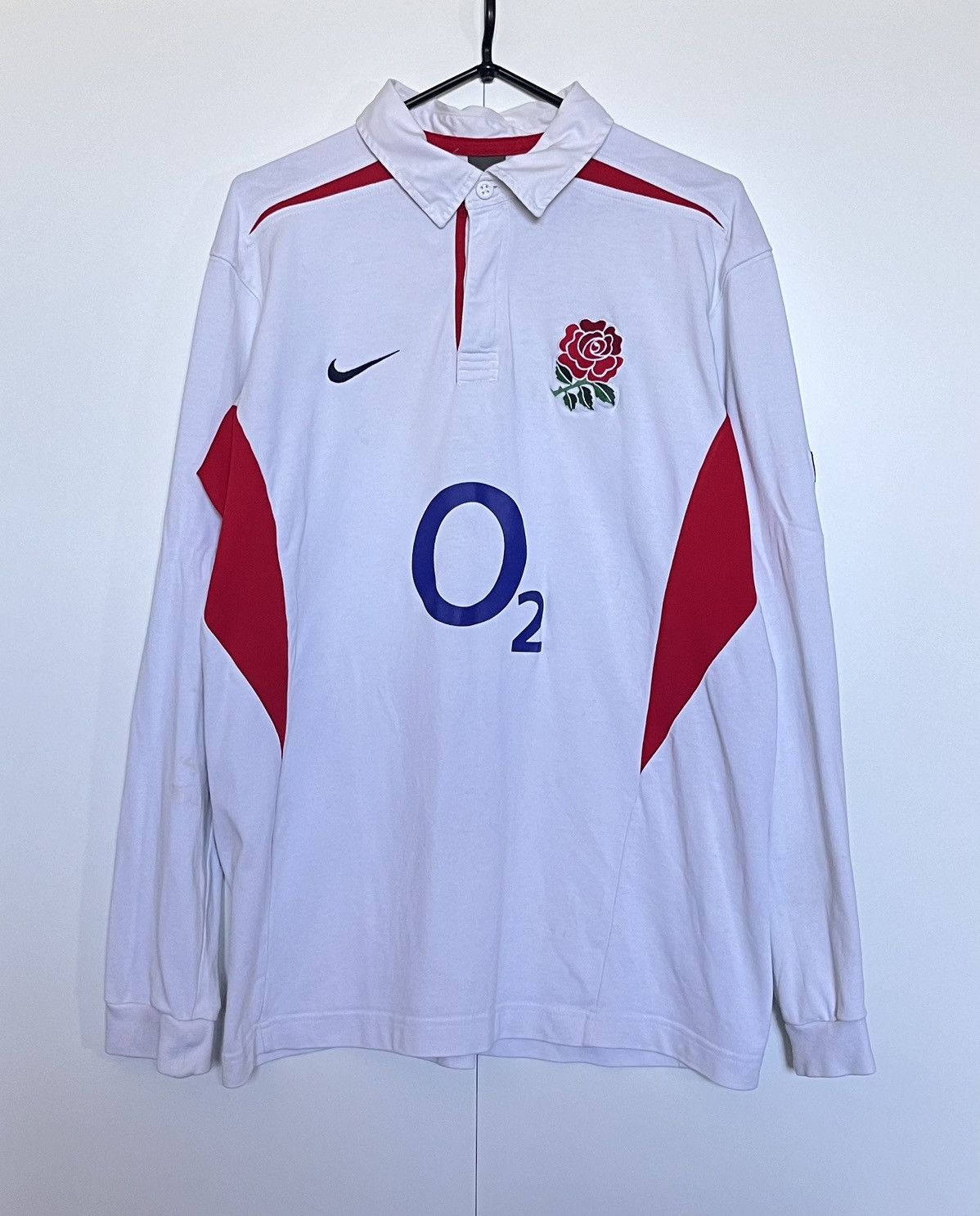 🏴󠁧󠁢󠁥󠁮󠁧󠁿Vintage 00s Nike England Rugby League Polo Sweatshirt