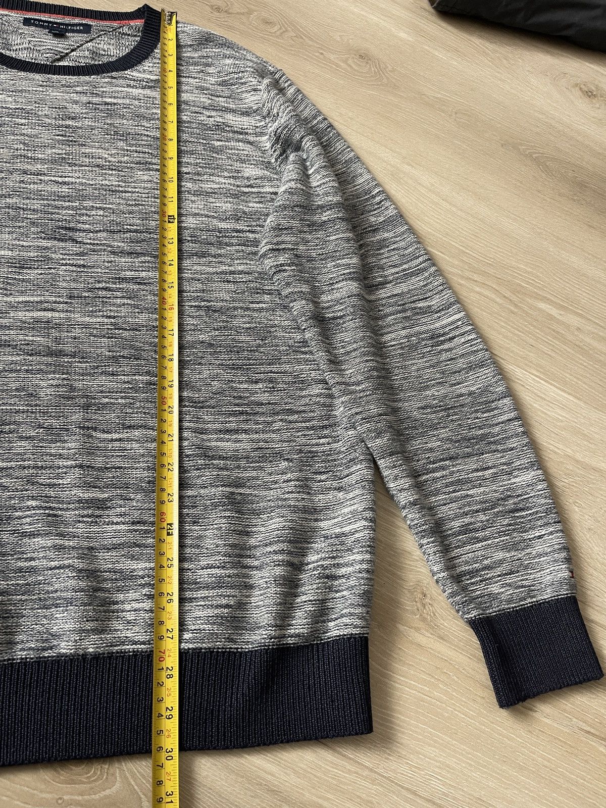 Tommy Hilfiger Tommy Hilfiger Cotton Knit Sweater Mens XL Grey Navy Melange Size US XL / EU 56 / 4 - 13 Thumbnail