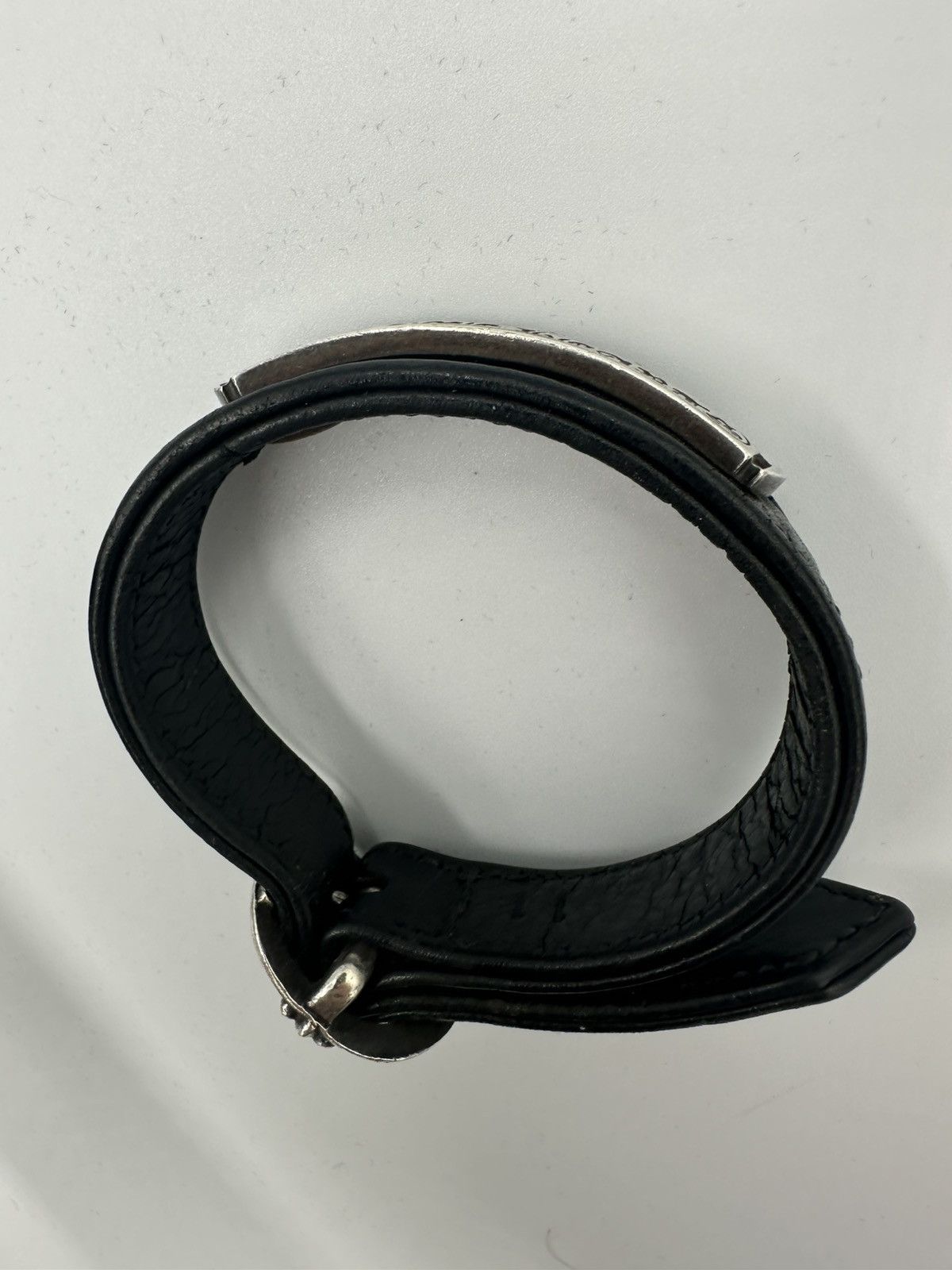 Chrome Hearts Chrome Hearts Leather Silver Logo Scroll Bracelet Size ONE SIZE - 3 Thumbnail