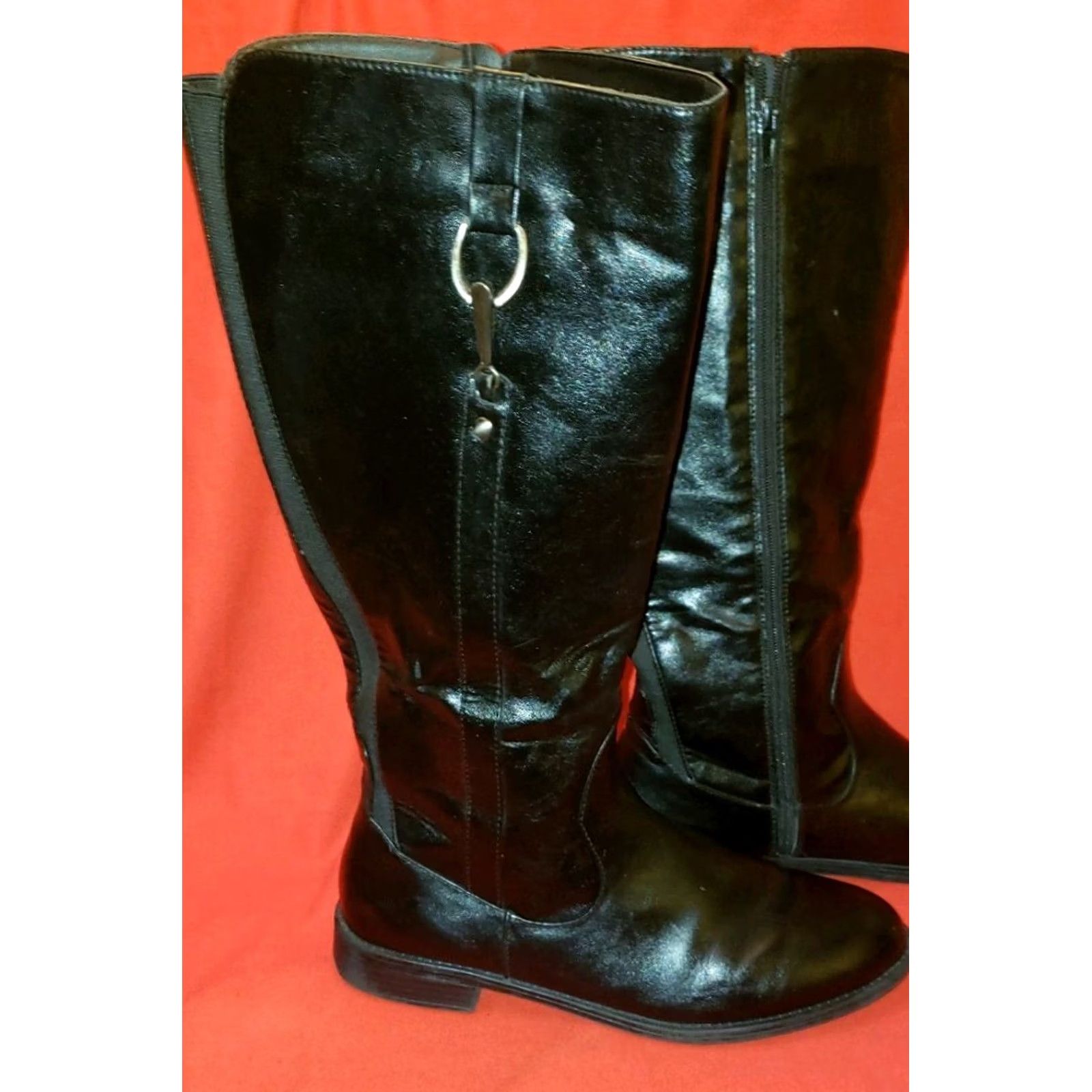 Marella Marbella Boots Women 11M Black Side Zipper Silver Horse Bit Knee-High Riding Boots Mens Womens Girls Boys Size US 9 / IT 39 - 4 Thumbnail