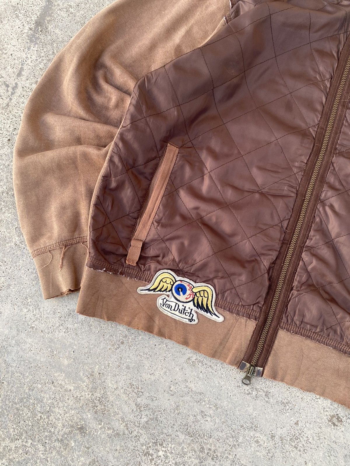 Vintage Vintage 90s Von Dutch Eye Wings Zip Up Sweater Brown Size US L / EU 52-54 / 3 - 2 Thumbnail