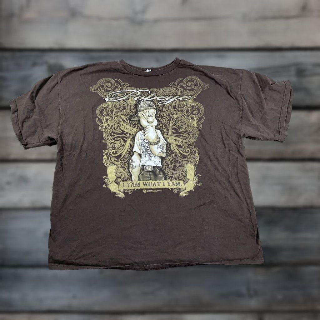 Delta VINTAGE Popeye T-Shirt 3XL Brown Graphic Print Adult Men Hip Hop 2010s Delta Shirt Size US XXL / EU 58 / 5 - 1 Thumbnail