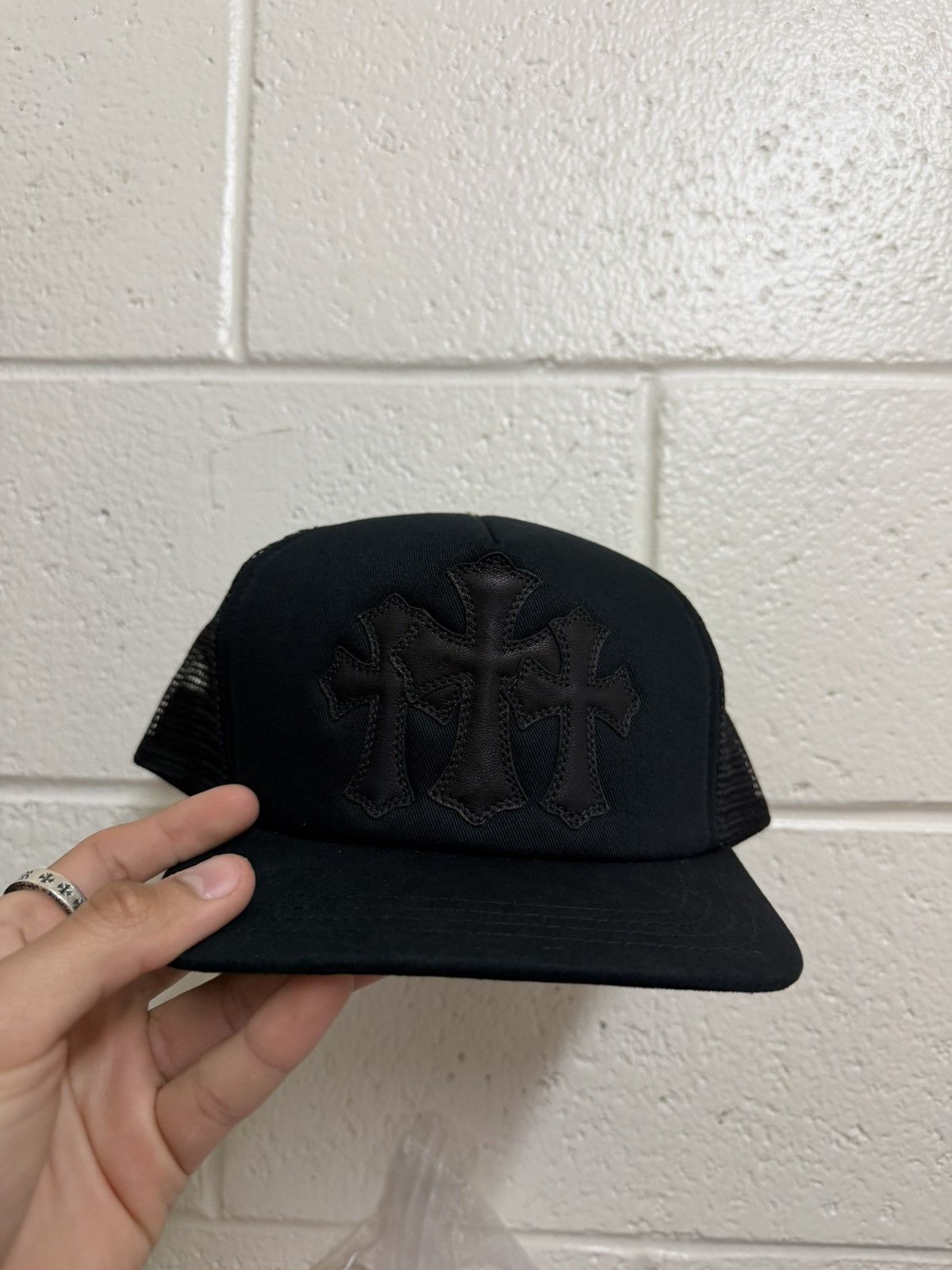 Chrome Hearts CHROME HEARTS LEATHER TRIPLE CROSS HAT Size ONE SIZE - 2 Thumbnail