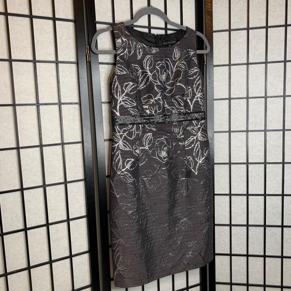 Other Nipon Sheath Flower Sleeveless Dress Silver Grey Small 2 Size ONE SIZE - 2 Thumbnail