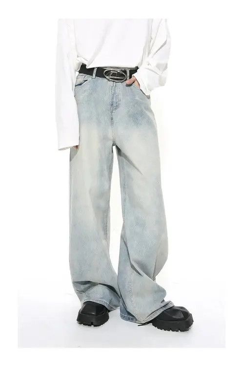 Japanese Brand Mizuho x Marie Light style washed blue baggy jeans Size US 34 / EU 50 - 3 Thumbnail