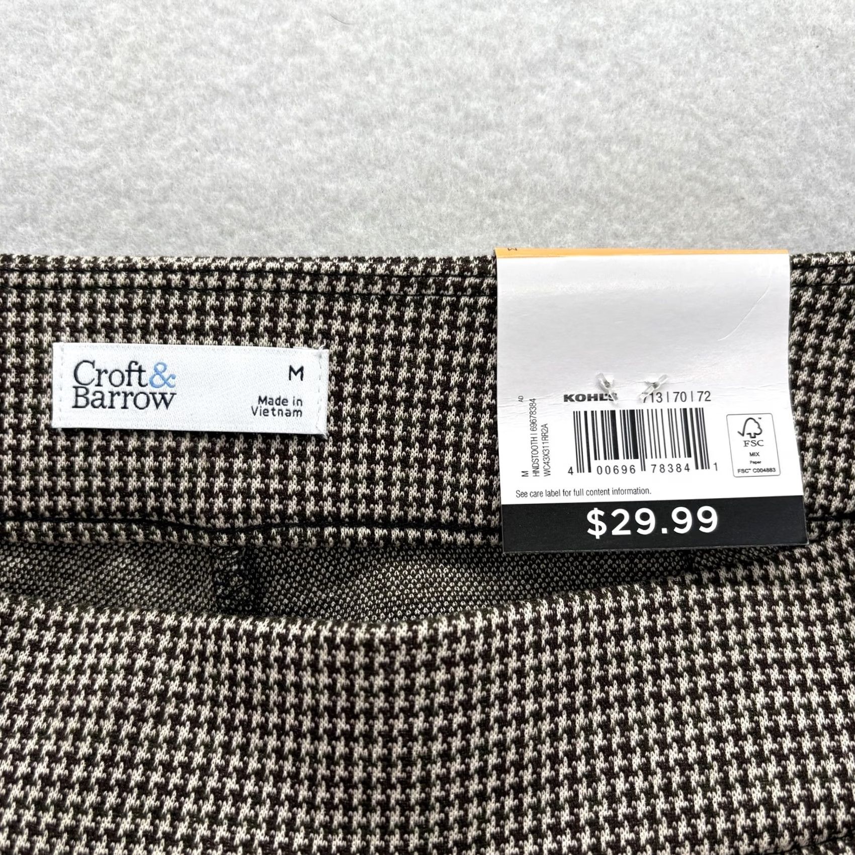 Croft & Barrow Croft & Barrow Ponte Straight Pants Womens Medium Brown Check Pull On Stretch Size 32" / US 10 / IT 46 - 3 Thumbnail