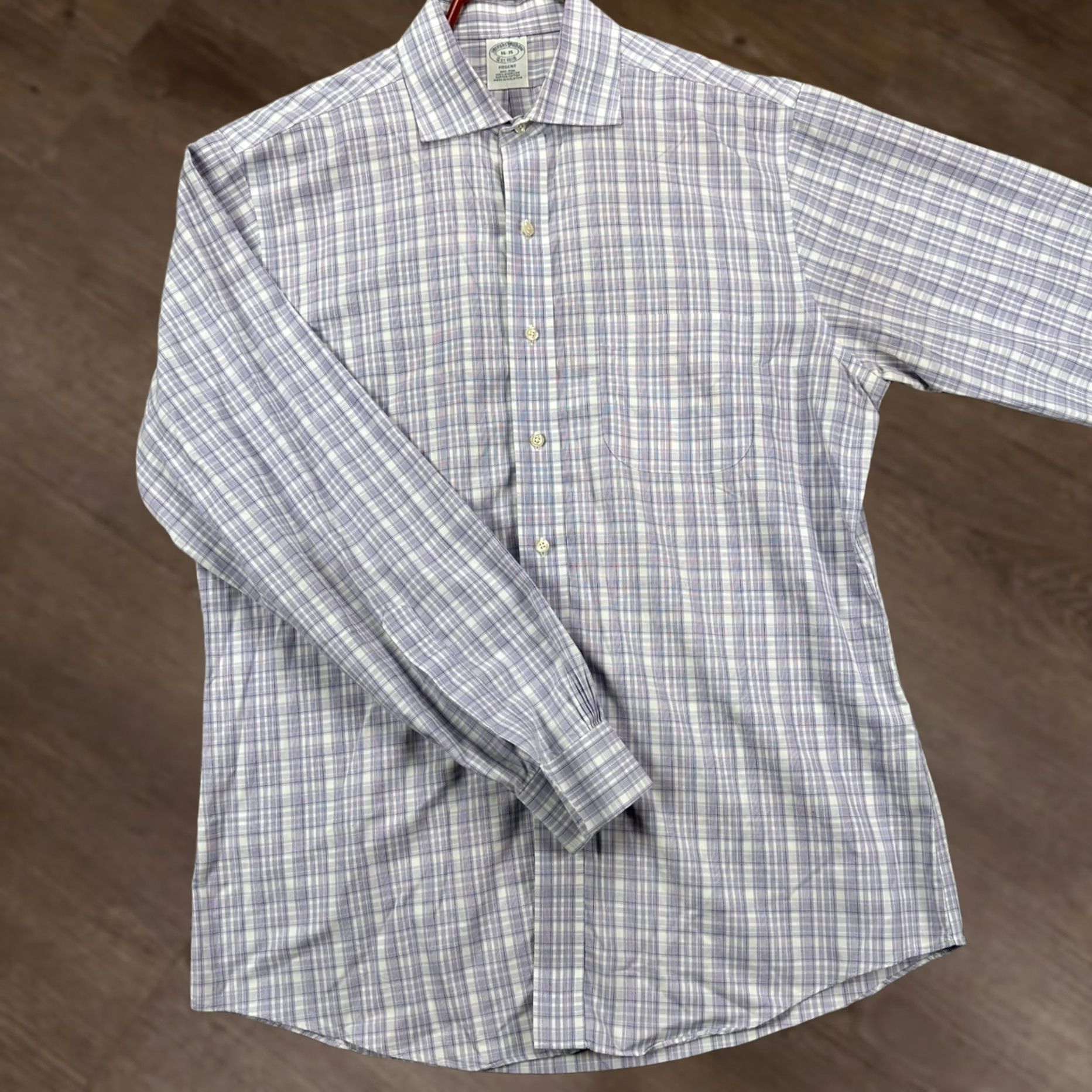 Brooks Brothers Brooks Brothers Regent Dress Shirt Mens 16-35 Purple Plaid Pocket Supima Cotton Button-Down Long Sleeve Size 42R - 1 Thumbnail