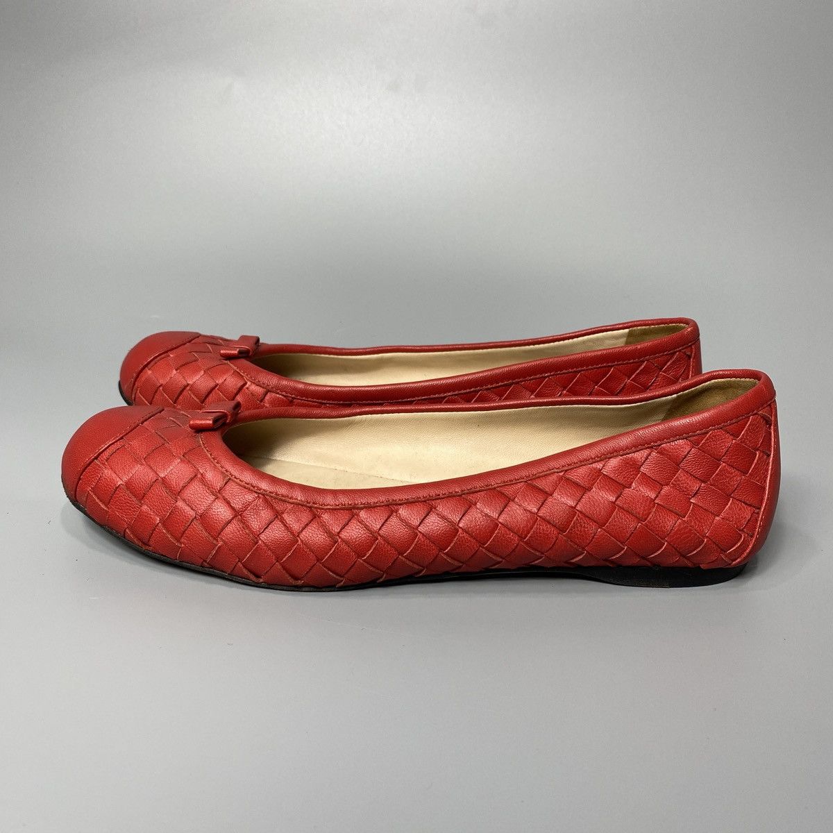 Bottega Veneta Red Leather Woven Ballet Flats Size US 6 / IT 36 - 6 Thumbnail