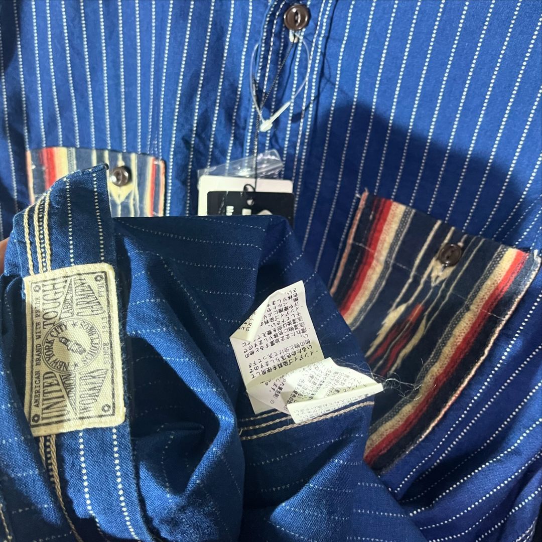 Japanese Brand × Schott Schott Bross Perfecto Workhsirt Indigo Wabash x Navajo Size US L / EU 52-54 / 3 - 3 Thumbnail