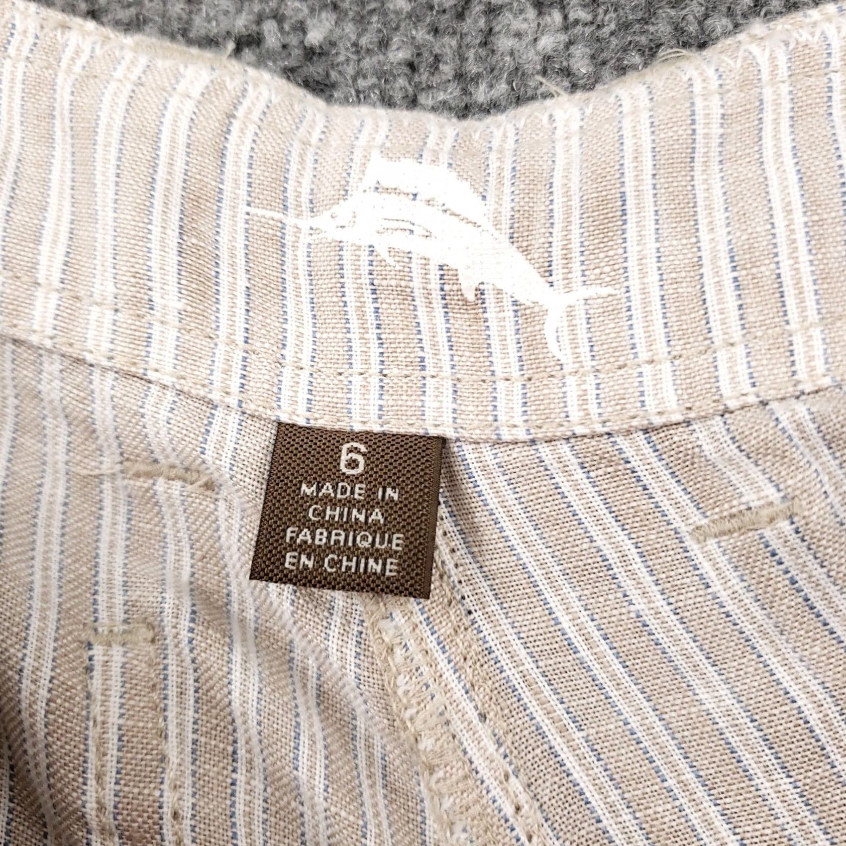 Tommy Bahama Tommy Bahama Pants Women Beige Capri Striped Flat Front Linen Mid Rise Pocket Size 28" / US 6 / IT 42 - 3 Thumbnail