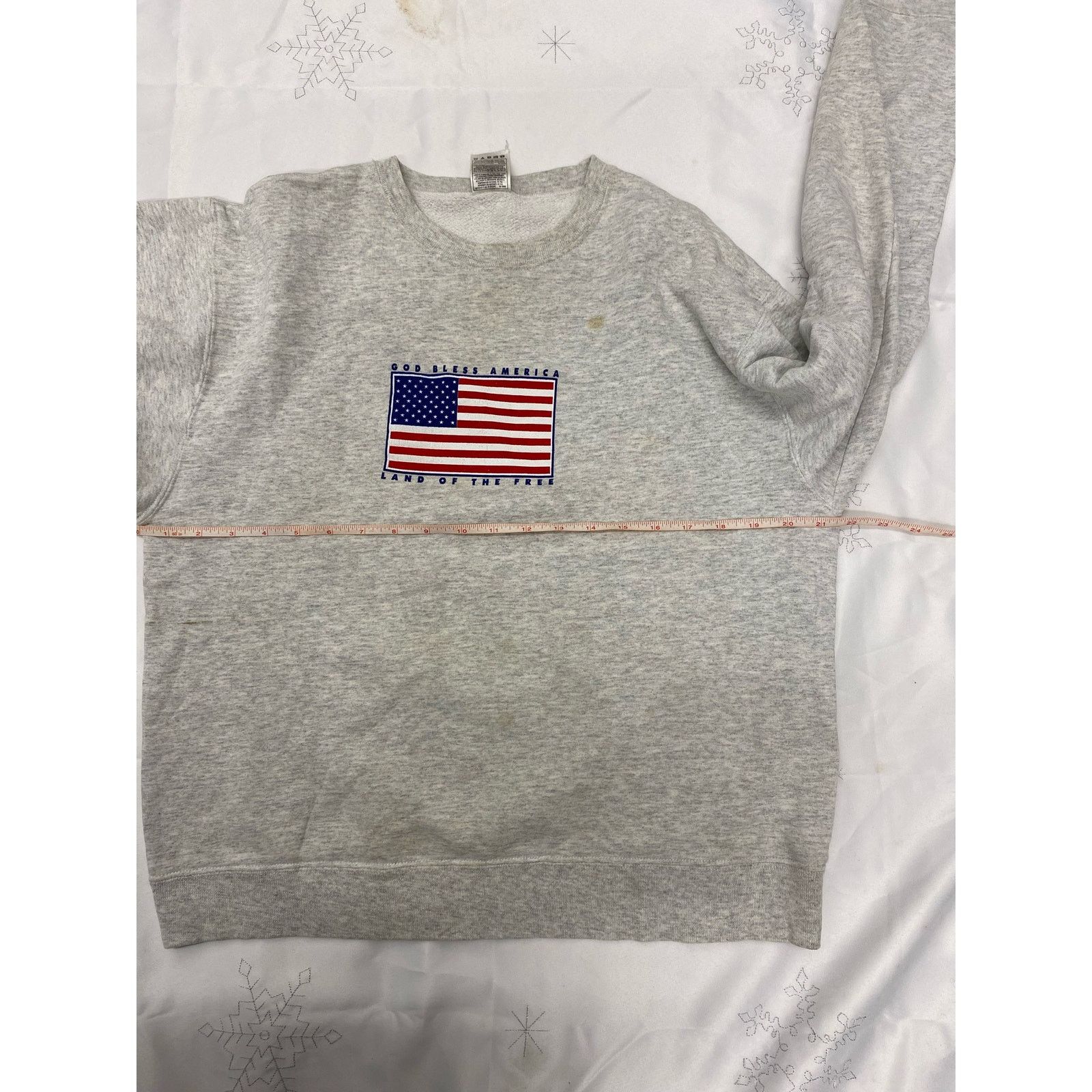 Fruit Of The Loom Vintage Preshrunk Heavy "Cotton God Bless America"Sweaer L Size US L / EU 52-54 / 3 - 7 Thumbnail