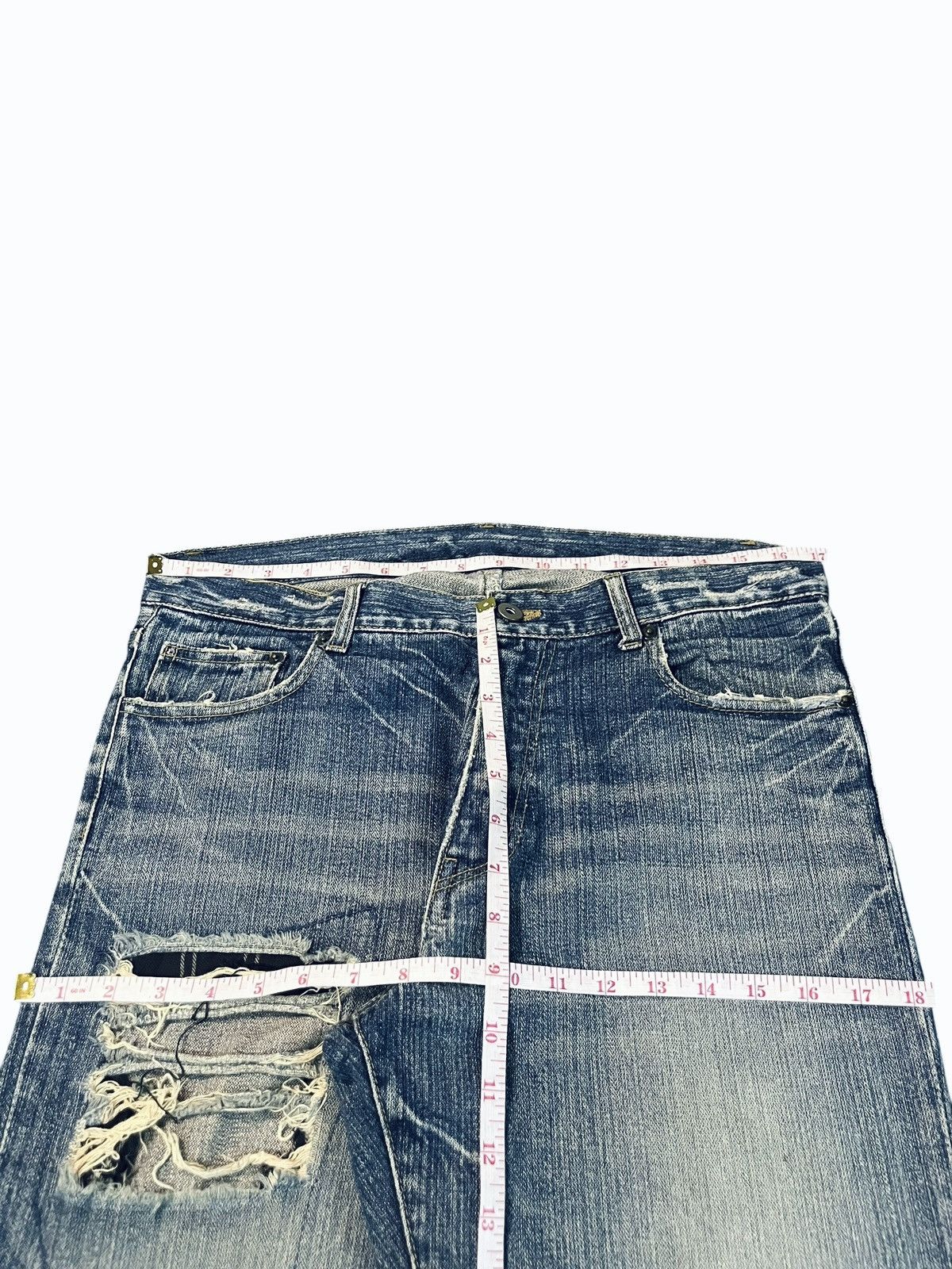 Issey Miyake Vintage Japanese Brand Mud Wash Patch Distress Loose Jeans Size 34" / US 12 / IT 48 - 6 Thumbnail