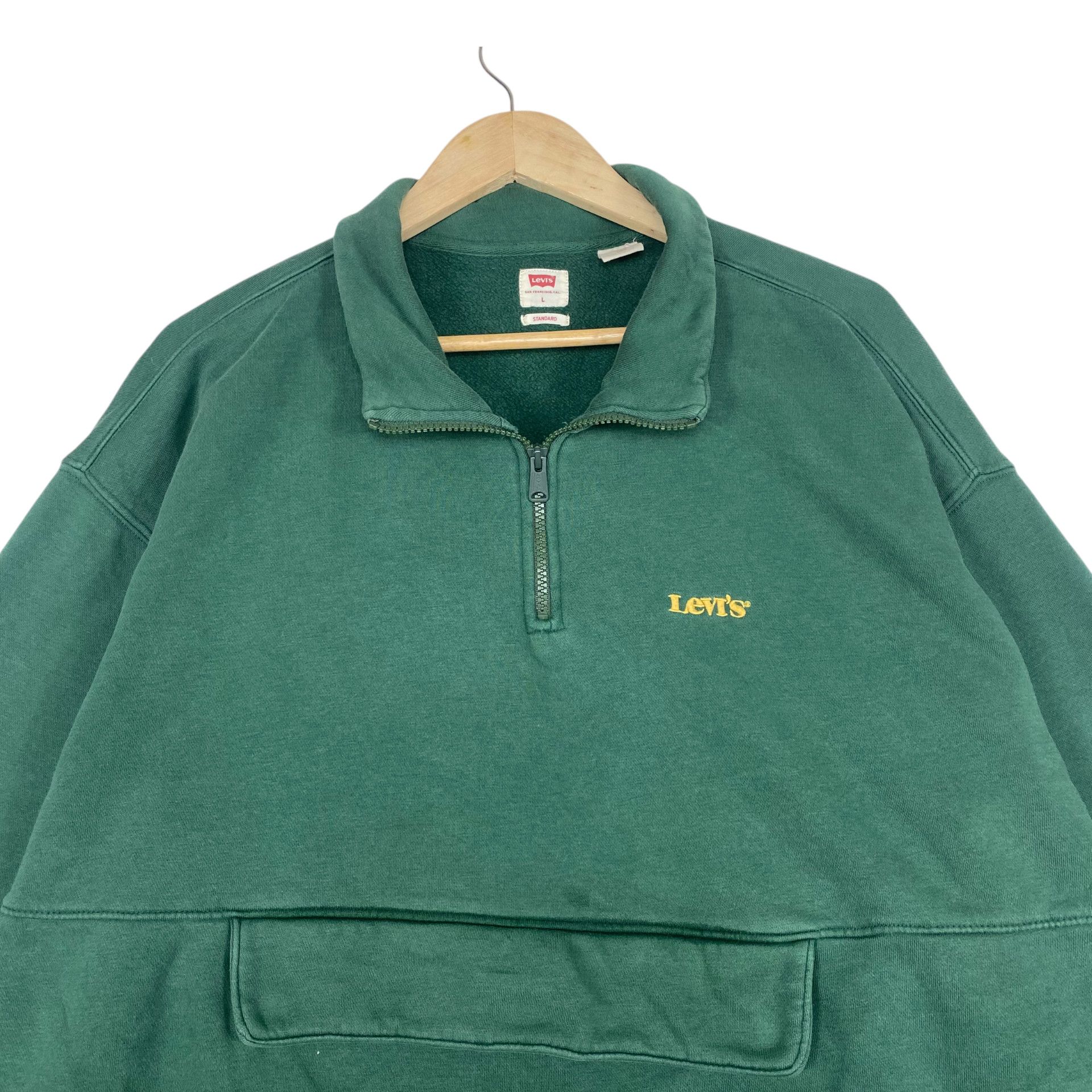 Levi's Vintage Clothing 💥 LEVIS HALFZIP PULLOVER GREEN SWEATSHIRT Size US L / EU 52-54 / 3 - 4 Thumbnail