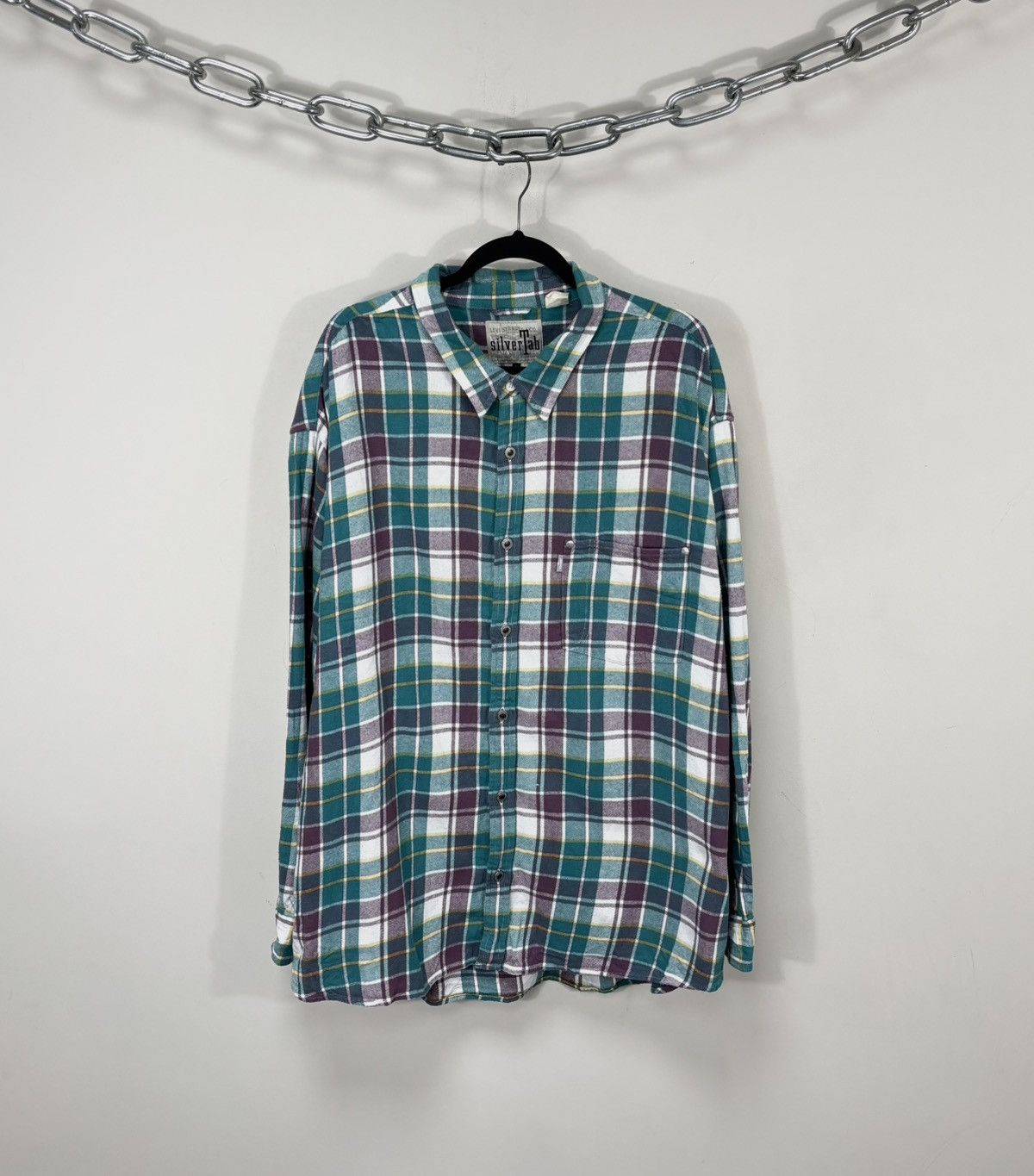Levi's Levi’s Silver Tab Oversized Men’s Plaid Check Flannel Shirt Size US XL / EU 56 / 4 - 1 Thumbnail