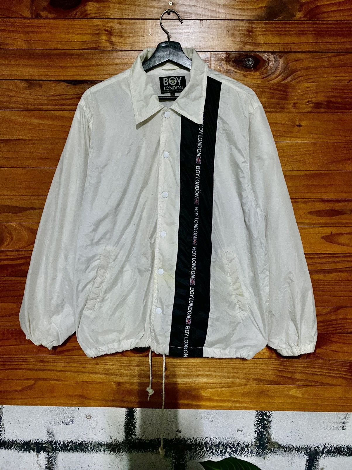 Boy London Boy London White Nylon Coach Jacket Black Stripe Accent Size US M / EU 48-50 / 2 - 3 Thumbnail
