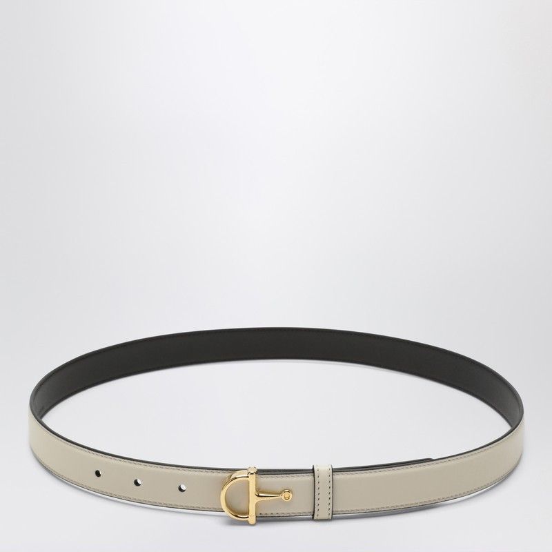 Gucci Gucci Thin Ivory Belt With Half Horsebit Buckle Size ONE SIZE - 1 Thumbnail