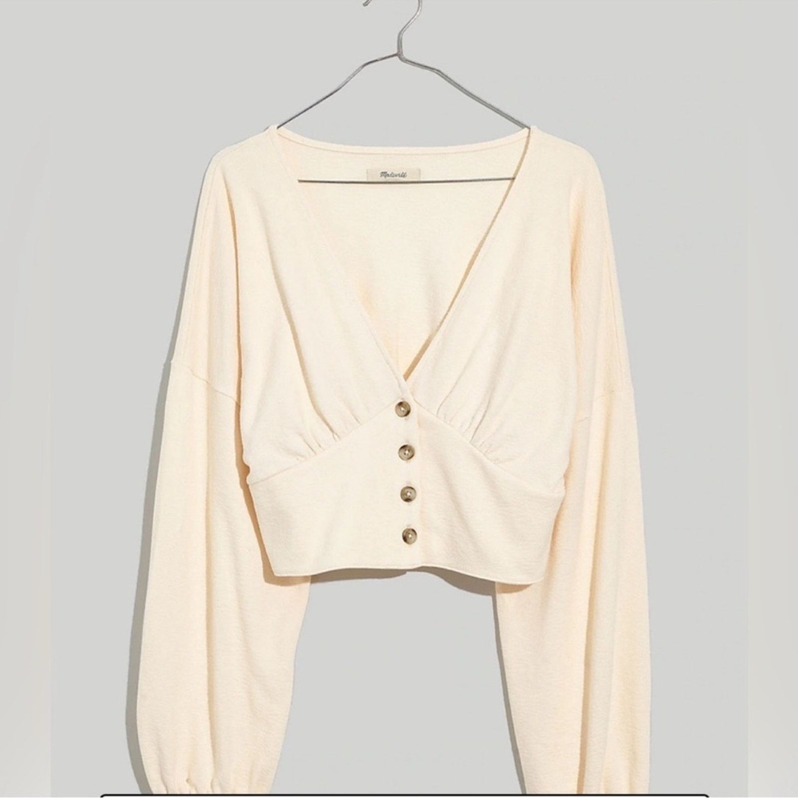 Madewell MADEWELL Women's Deep-V Button-Front Crop Top Size L / US 10 / IT 46 - 5 Thumbnail
