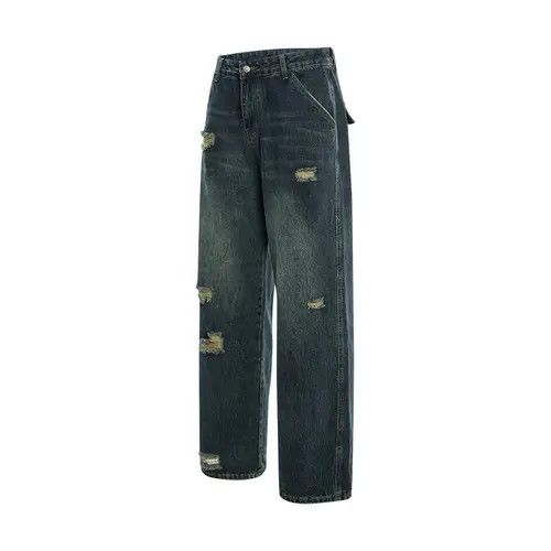 Japanese Brand × Jean Dark blue washed loose casual ripped cargo jeans Size US 32 / EU 48 - 2 Thumbnail