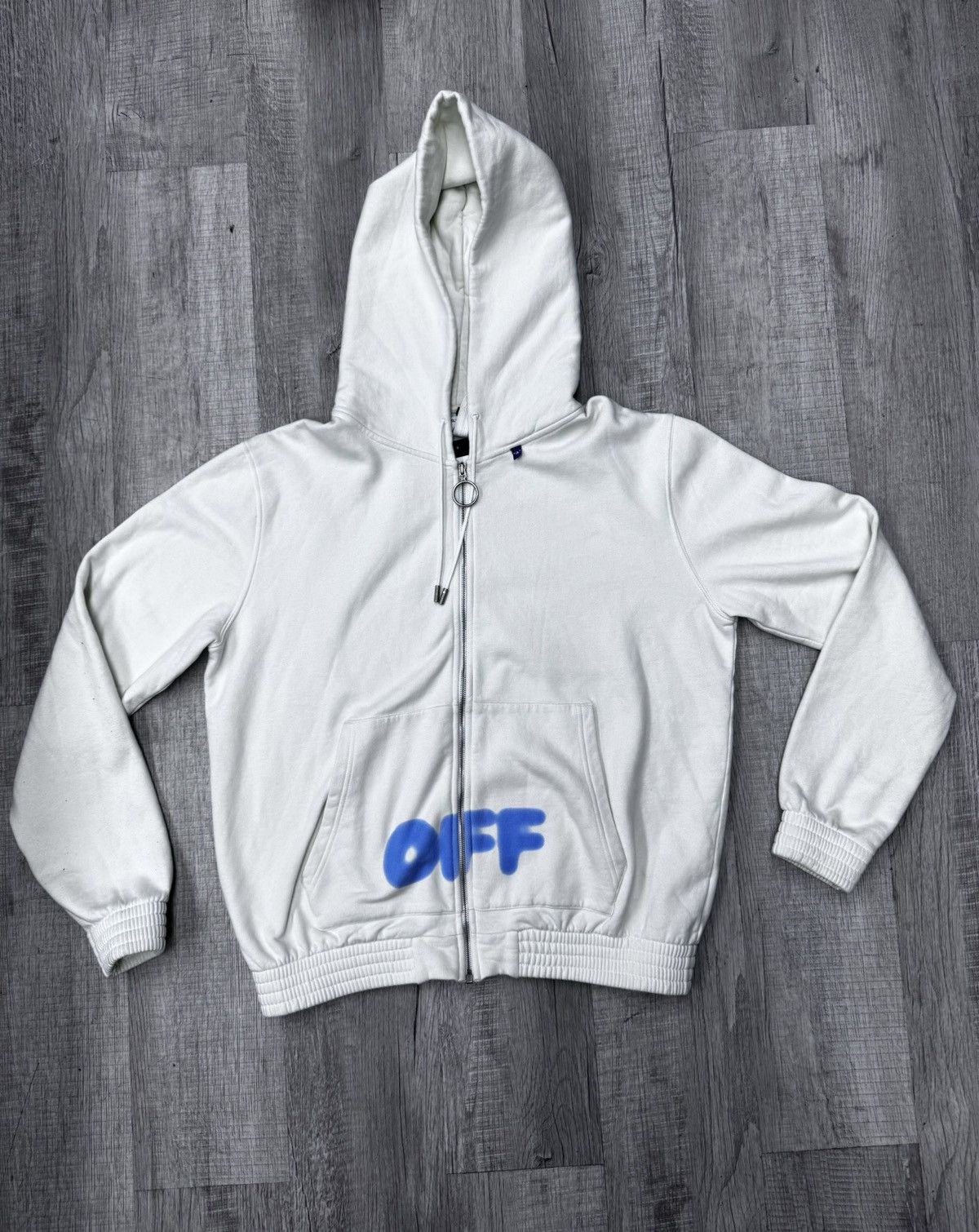 image of Off White Off-White Logo Zipper Hoodie, Men's (Size XL)