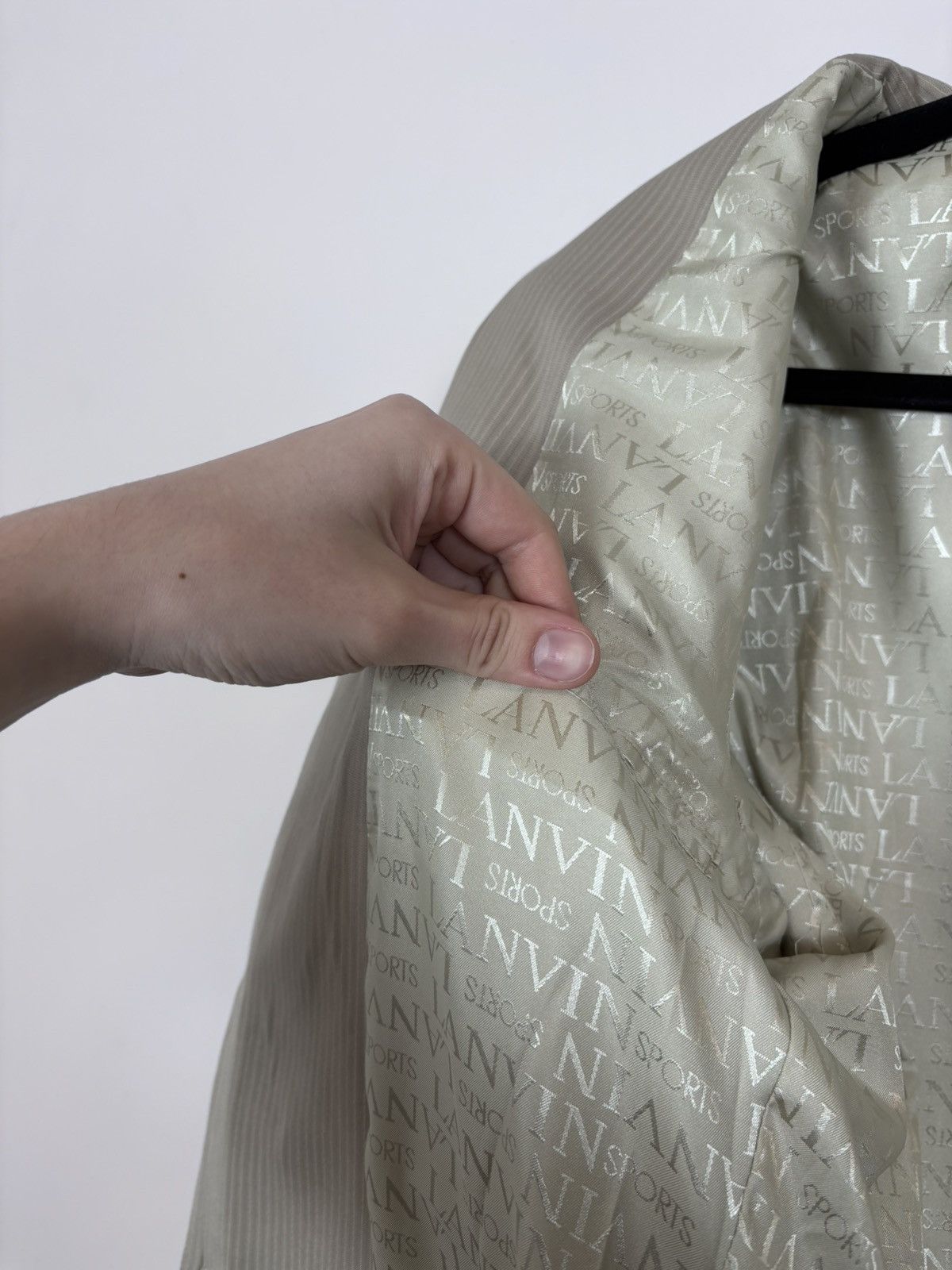 Lanvin Lanvin Sport Men’s Vintage Beige Ivory Striped Blazer Jacket Size 44R - 19 Thumbnail
