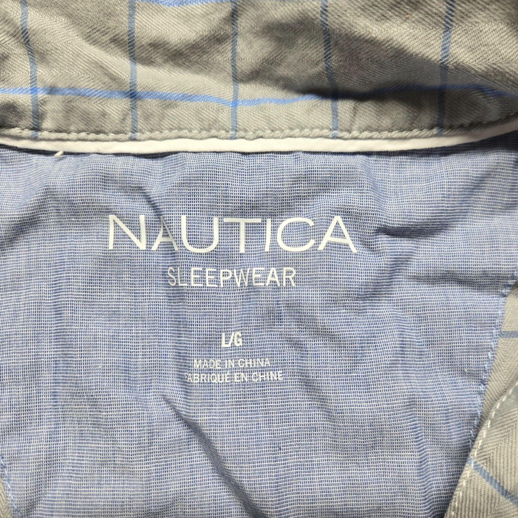 Nautica Nautica Shirt Blue Plaid Sleepwear Casual Pocket Short Sleeve Adult Mens L Large Size US L / EU 52-54 / 3 - 5 Thumbnail