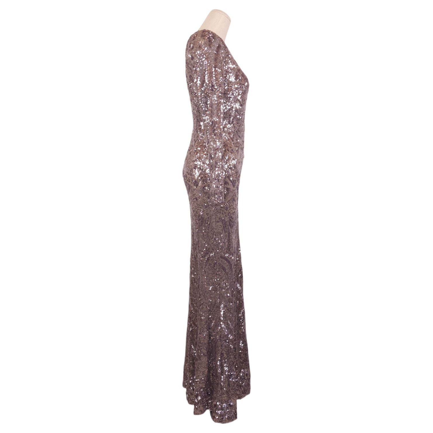 Other Betsy & Adam Long Sleeve Sequin Gown Taupe Sz 4 Size S / US 4 / IT 40 - 5 Thumbnail