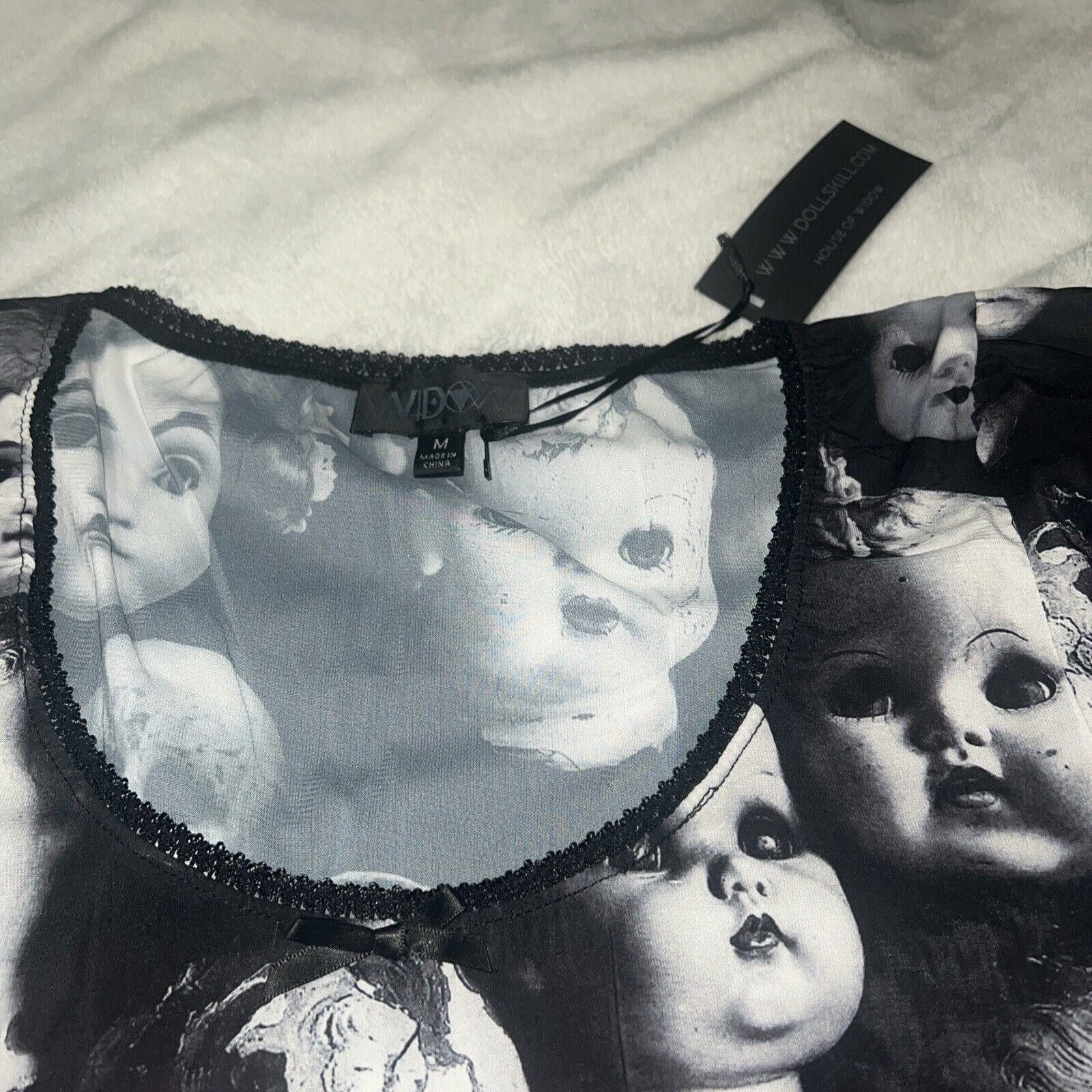 Designer M Dolls Kill Widow Goth Broken Babydoll Heads Mini Dress Size M / US 6-8 / IT 42-44 - 3 Thumbnail