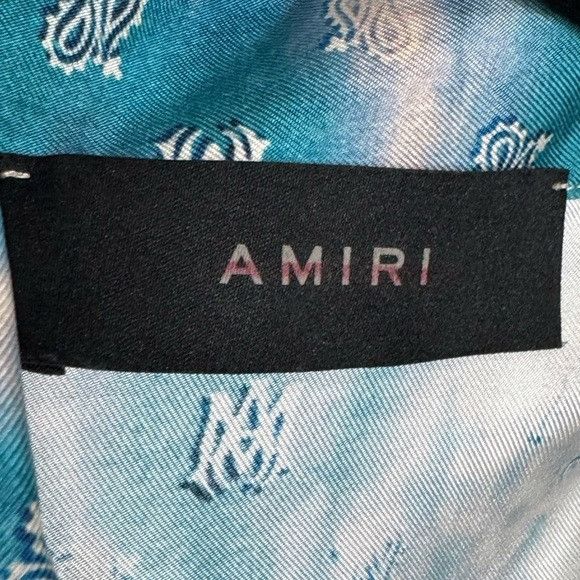Amiri Amiri Bleached Paisley Logo Silk Camp Shirt Blue Aqua Men’s Size US S / EU 44-46 / 1 - 3 Thumbnail