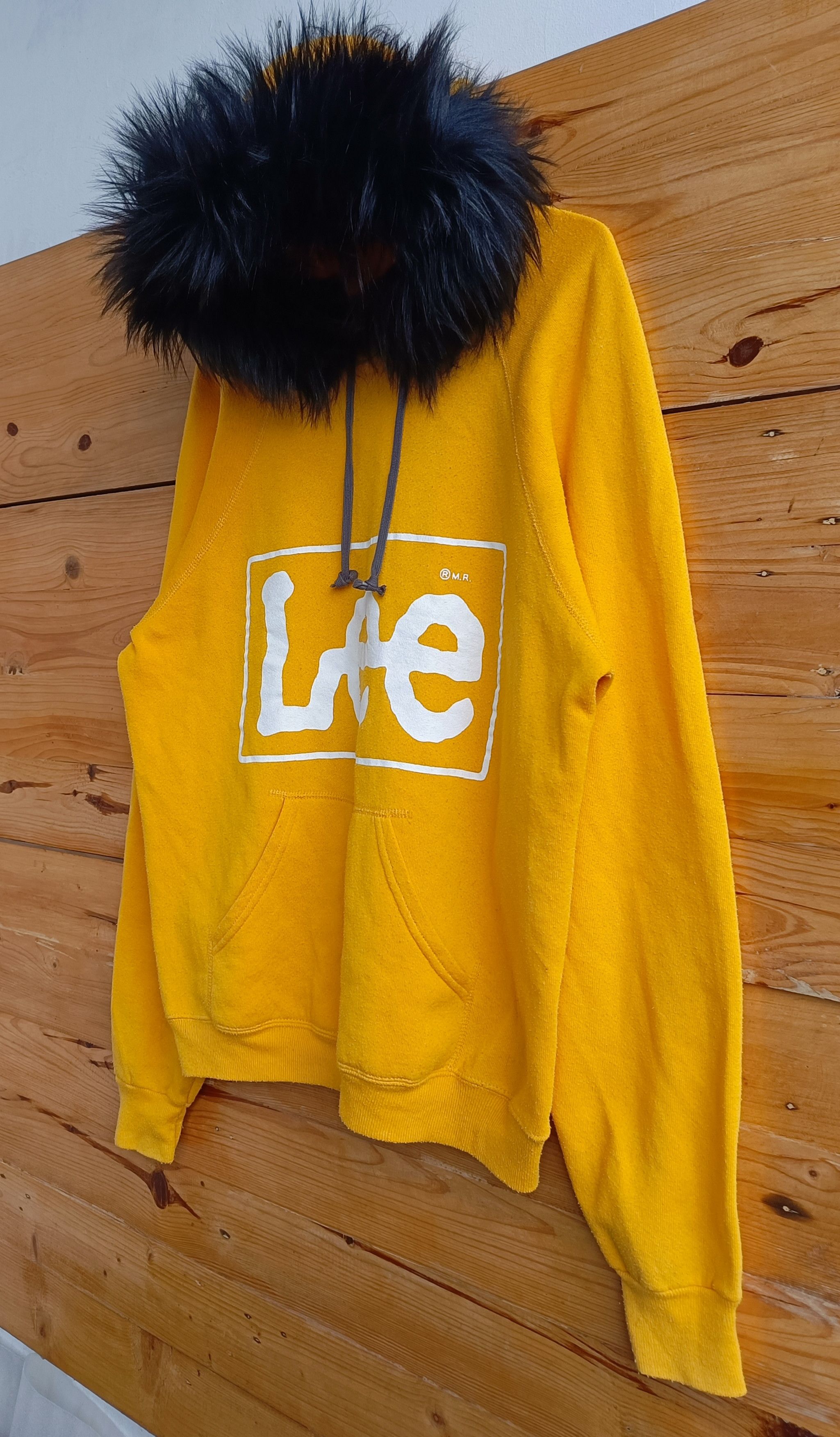 Vintage 90's Lee 50:50 Yellow Fur Hoodie Size US L / EU 52-54 / 3 - 3 Thumbnail
