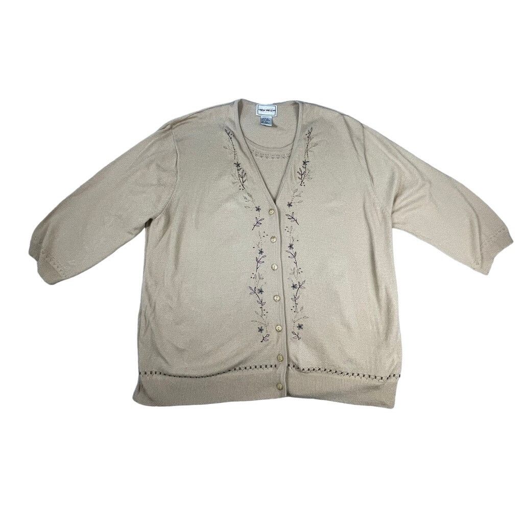 Other Vintage Napa Valley Cardigan Sweater Beige Embroidered Size L / US 10 / IT 46 - 1 Thumbnail