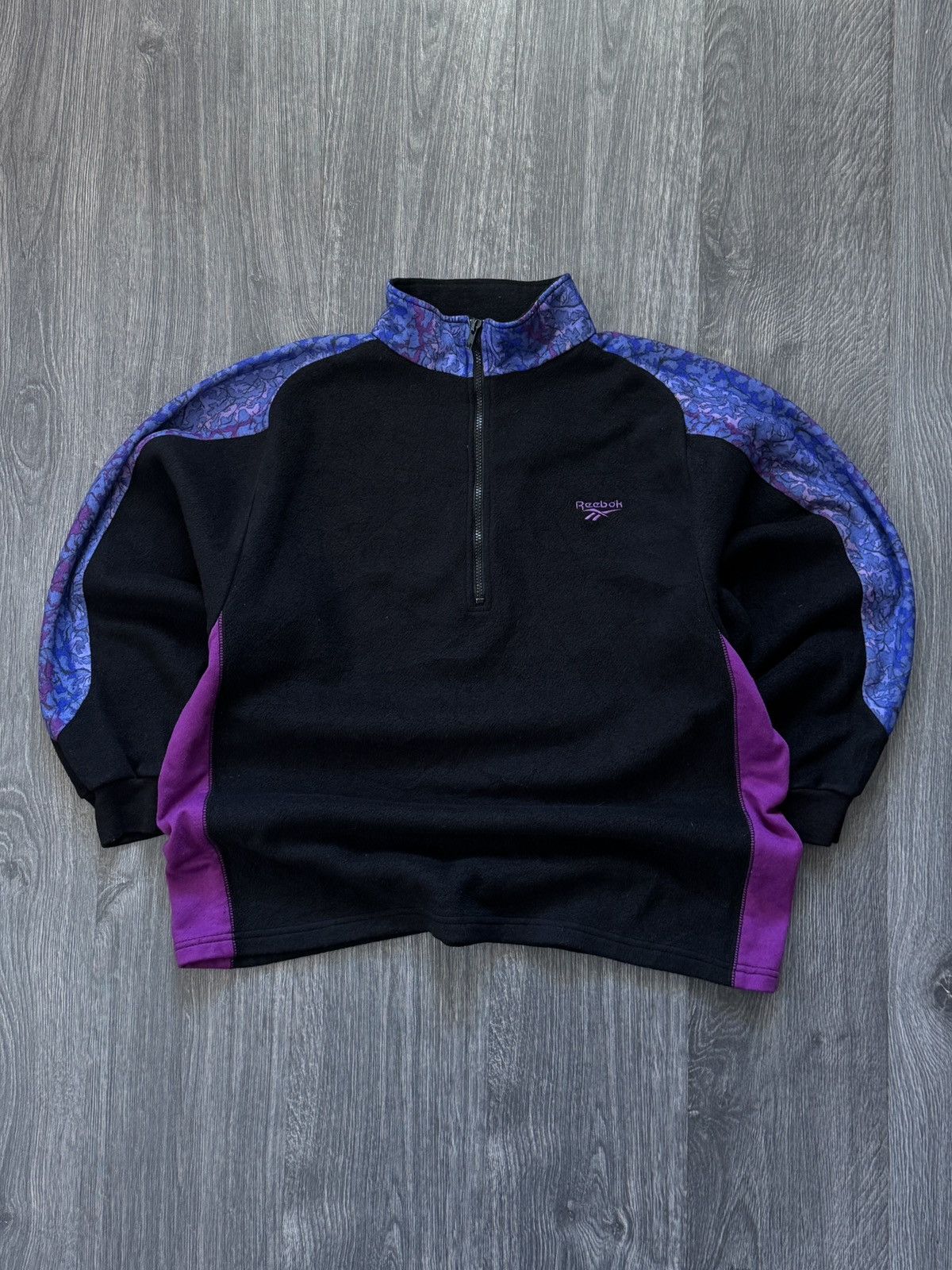Reebok 90s Vintage Reebok 1/3 zip anorak fleece sweatshirt Size US L / EU 52-54 / 3 - 1 Thumbnail