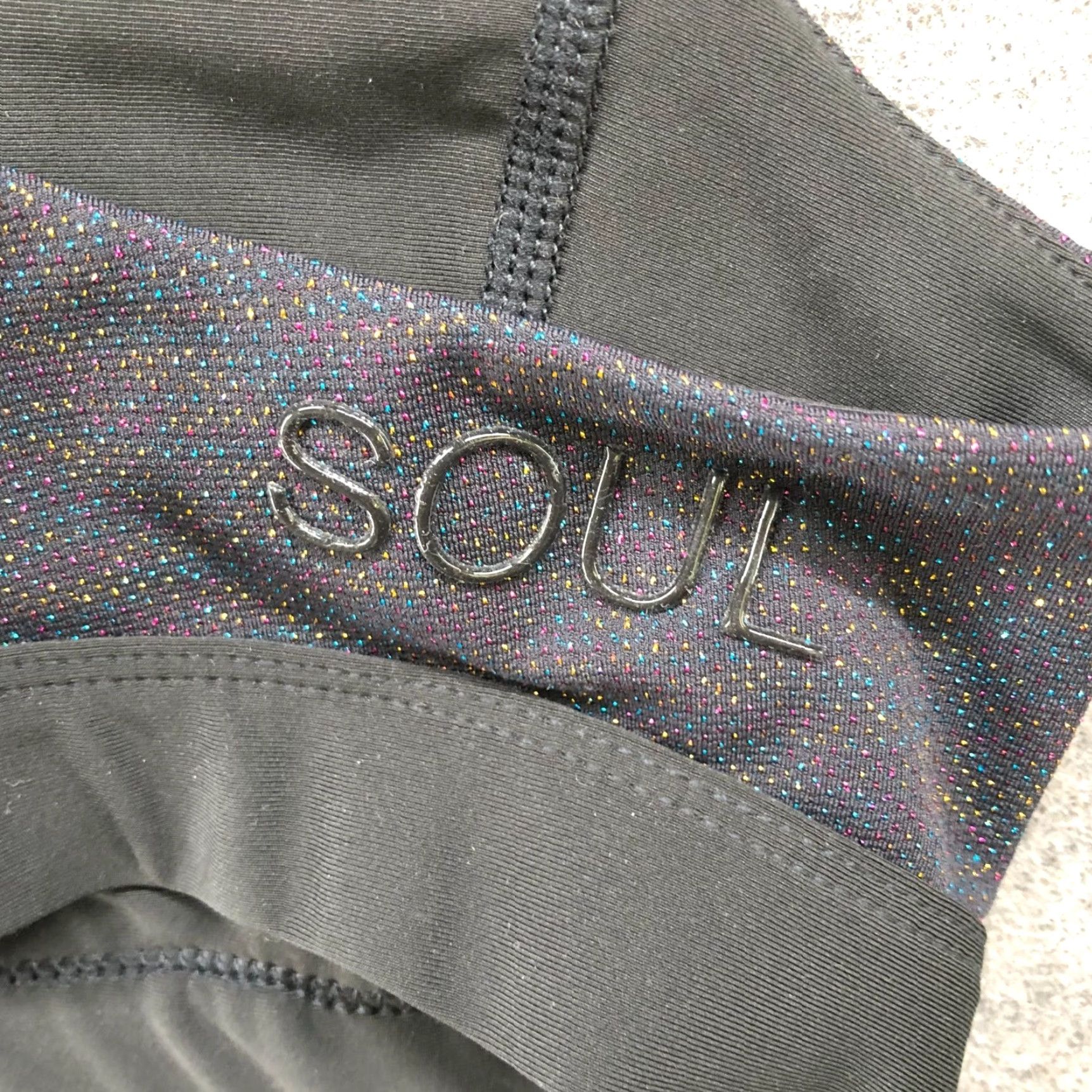 Vintage SoulCycle Sports Bra Womens M Black Cross Back Patented Metallica Metallic Nylon Spandex Polyester Activewear Medium Support Womens Sports Bra Size ONE SIZE - 4 Thumbnail