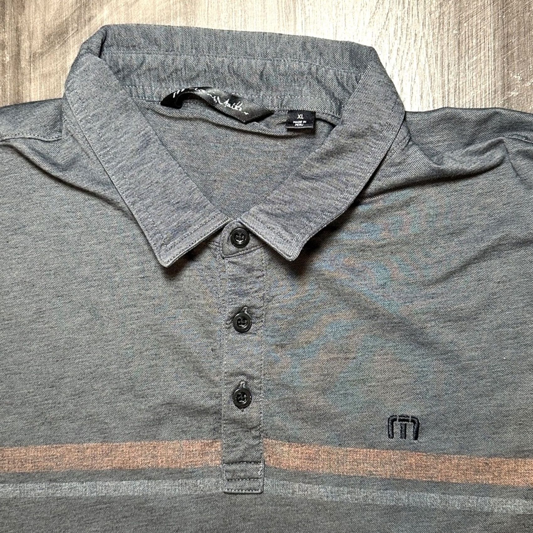 TravisMathew Travis Mathew Beach Buzz Striped Golf Polo XL Mens Gray Charcoal Size US XL / EU 56 / 4 - 6 Thumbnail