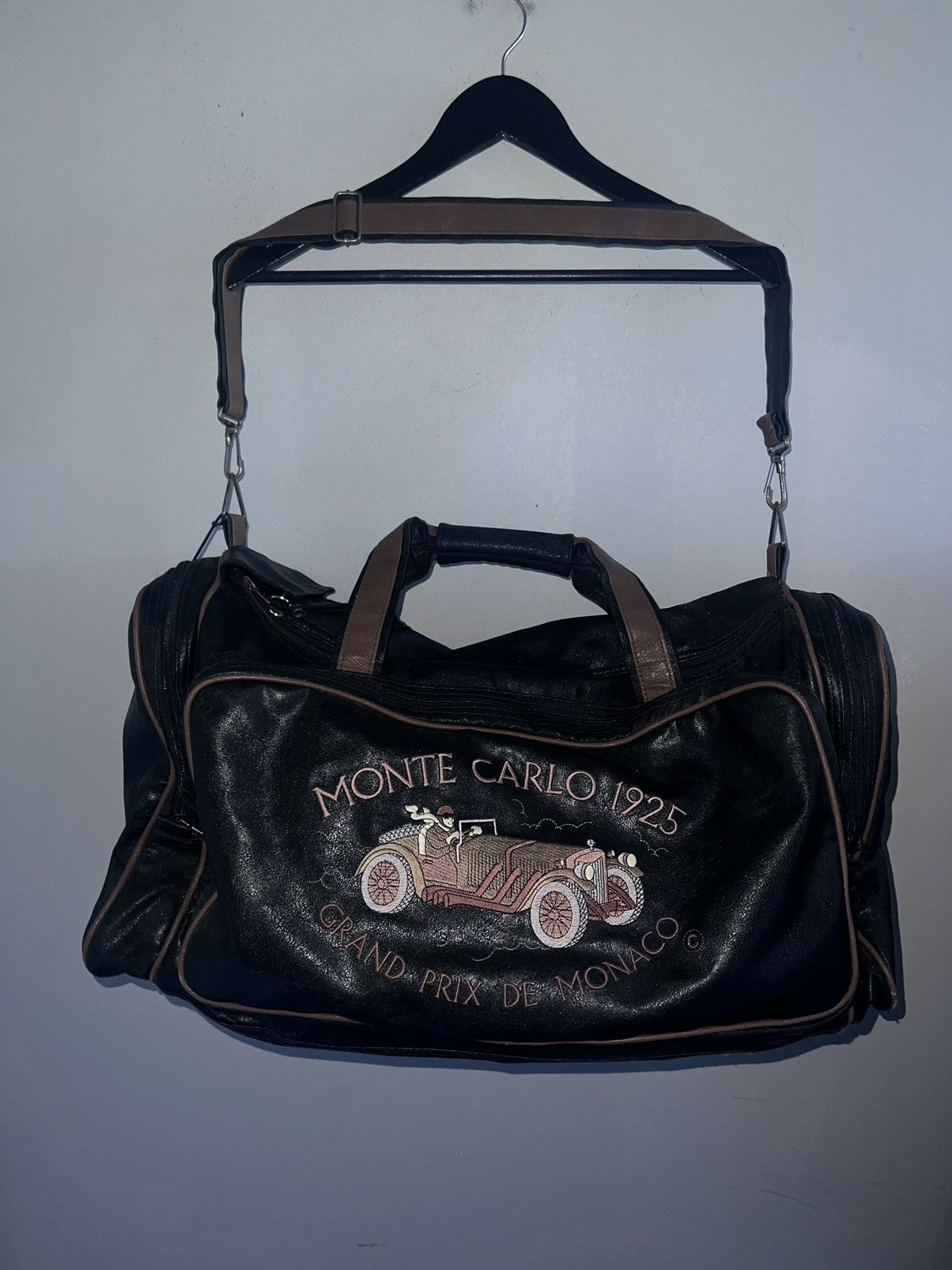 image of Vintage Leather Bag - Monte Carlo 1925 Grand Prix De Monaco in Black, Men's