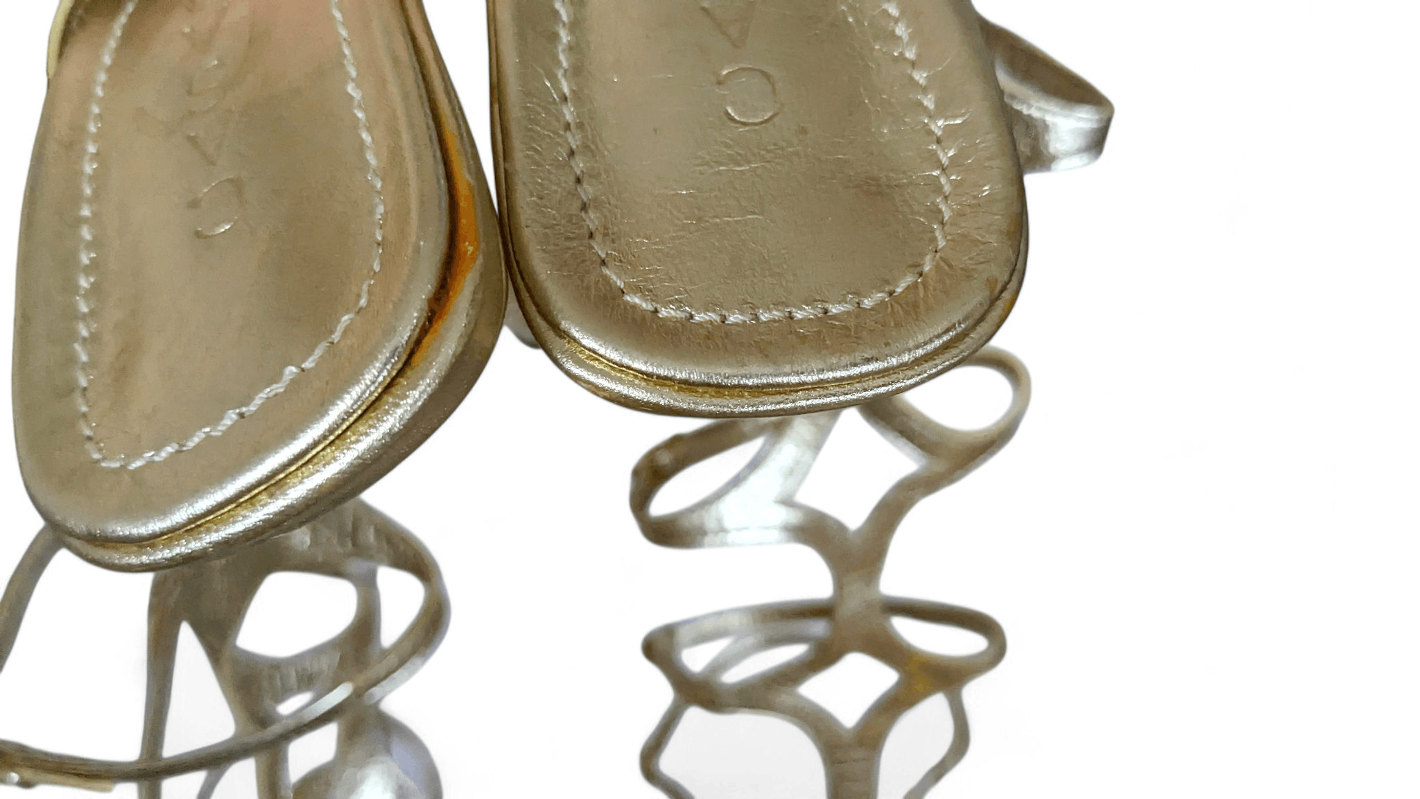 Casadei CASADEI Gold Leather Gladiator Sandals Heels Size EU37 US8 Size US 8 / IT 38 - 10 Thumbnail