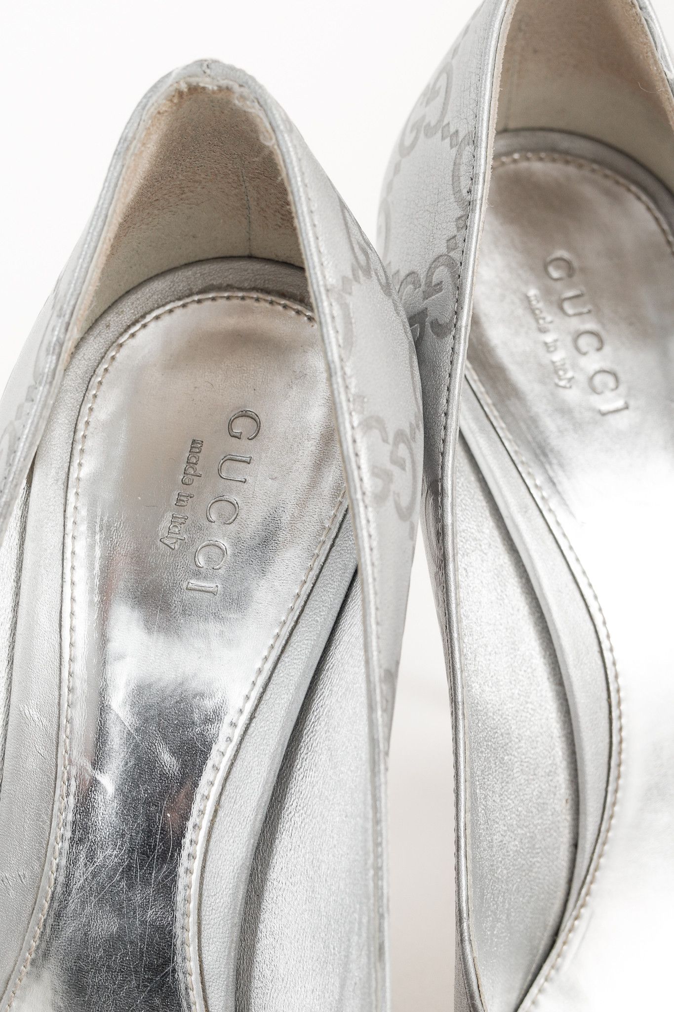 Gucci Gucci Guccisimma Silver Horsebit Metal Heel Open-Toe Pump Size US 7.5 / IT 37.5 - 10 Thumbnail