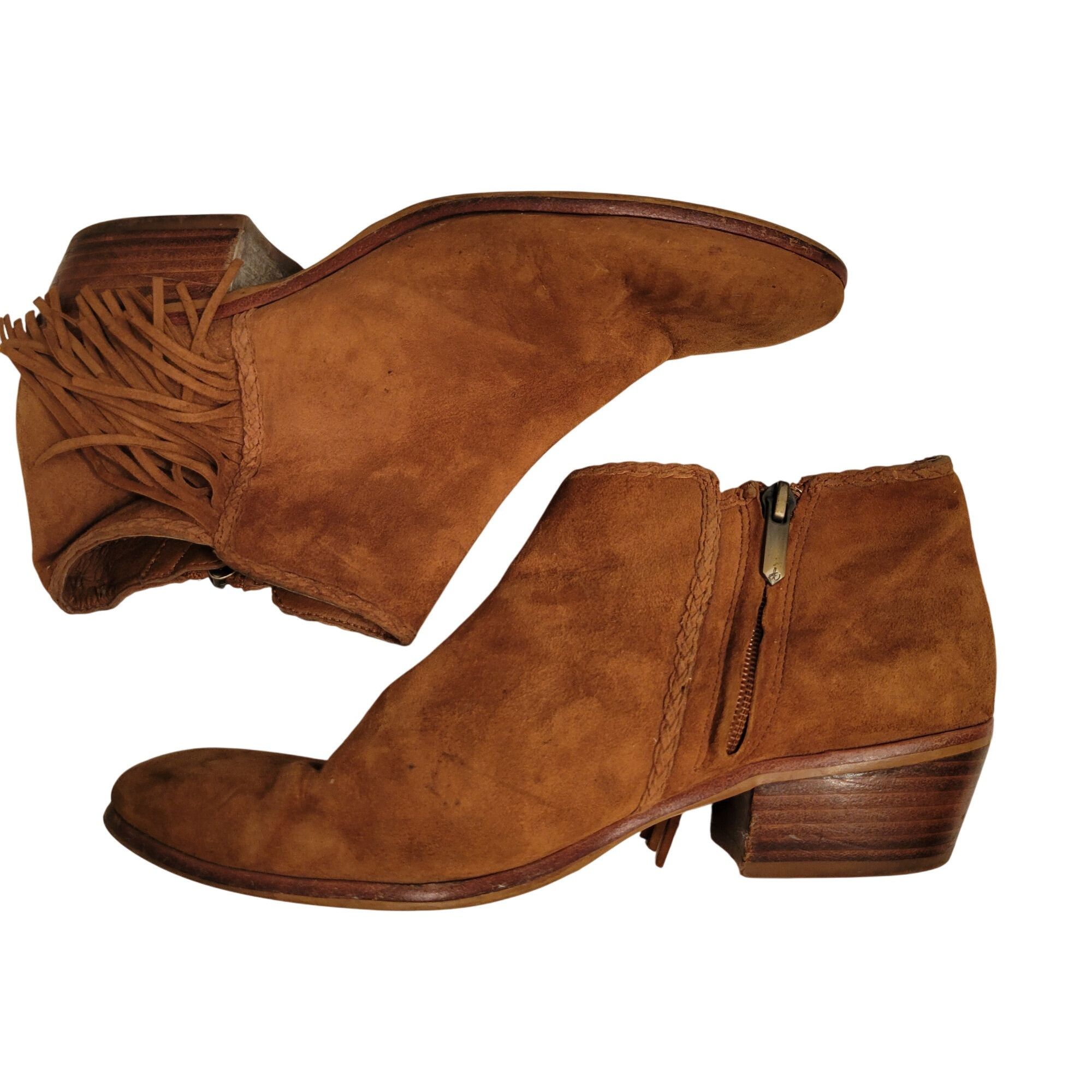 Sam Edelman Sam Edelman 8.5M Suede Leather Ankle Boots Fringe Western Bo Size US 8.5 / IT 38.5 - 6 Thumbnail