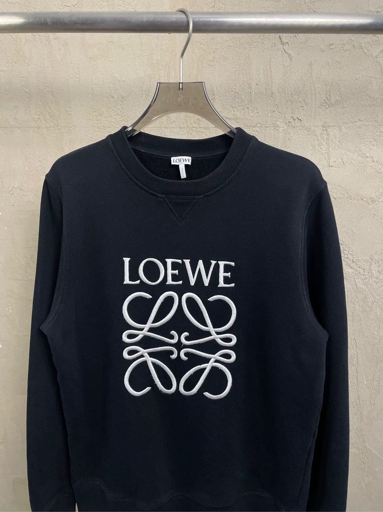 Loewe LOEWE Black embroidered logo round neck hoodie Size S / US 4 / IT 40 - 3 Thumbnail