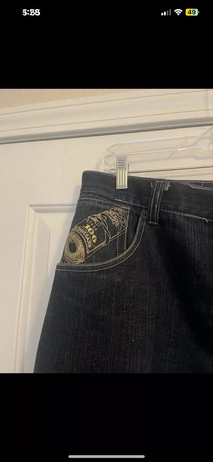 Vintage Men's Raw Embroidered Fashion Blue Jeans Sz. 36x34 Size US 36 / EU 52 - 2 Thumbnail