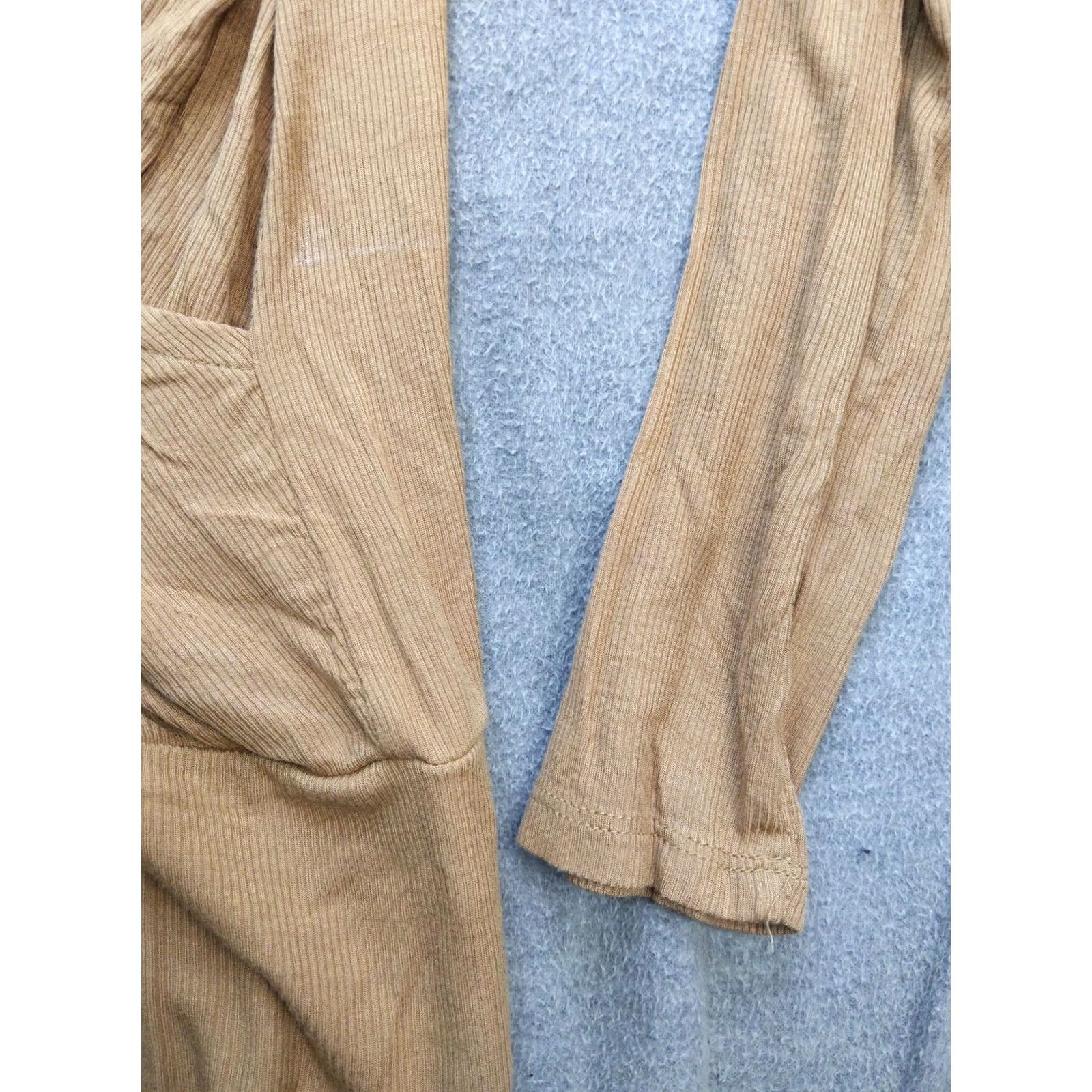 Bcbgmaxazria BCBGMAXAZRIA Sweater Womens Large Brown Camel Wrap V Neck Long Sleeve Knit Size L / US 10 / IT 46 - 4 Thumbnail
